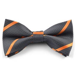 Striped Grey Orange Pre-Tied Bow Tie