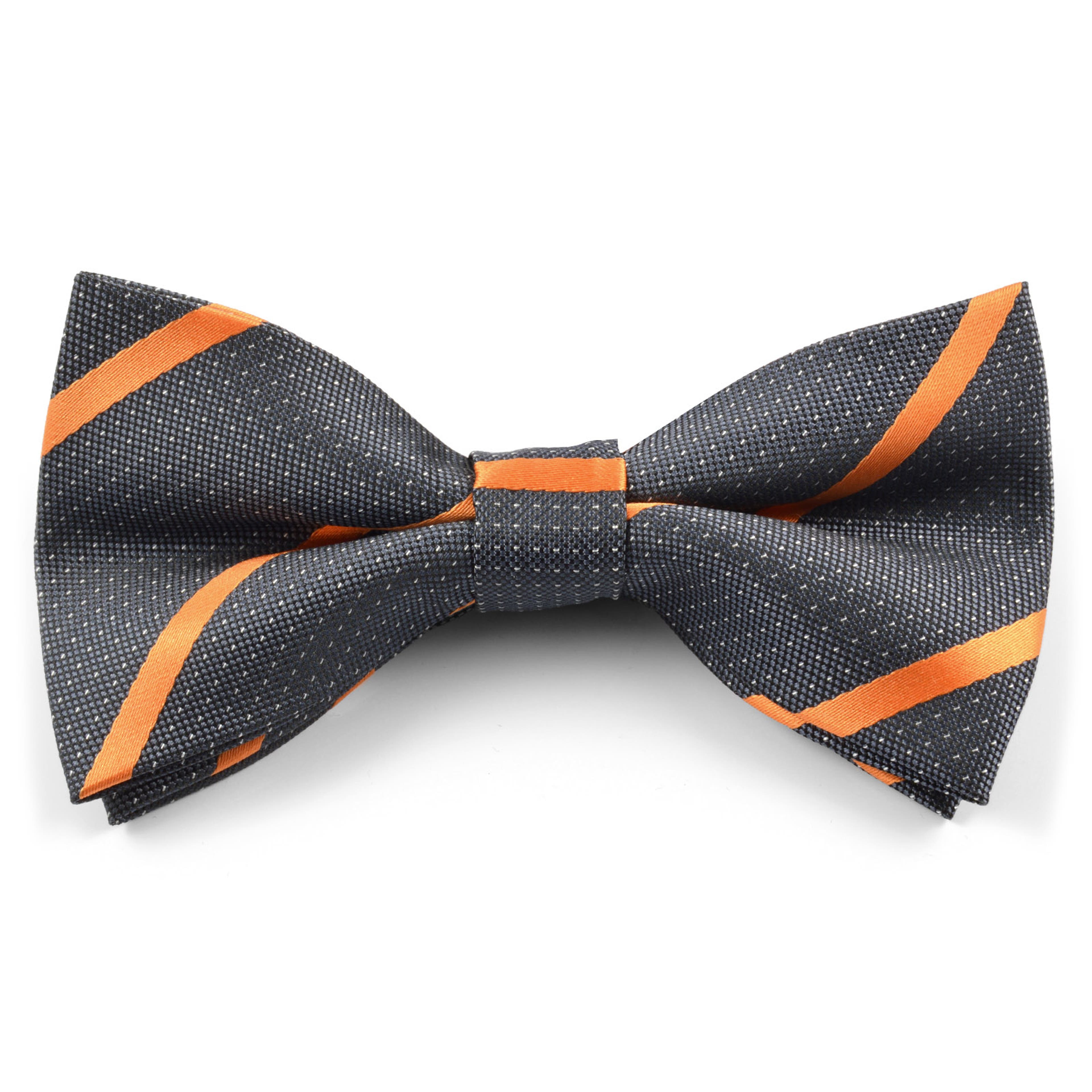 Striped Dark & True Orange Pre-Tied Bow Tie