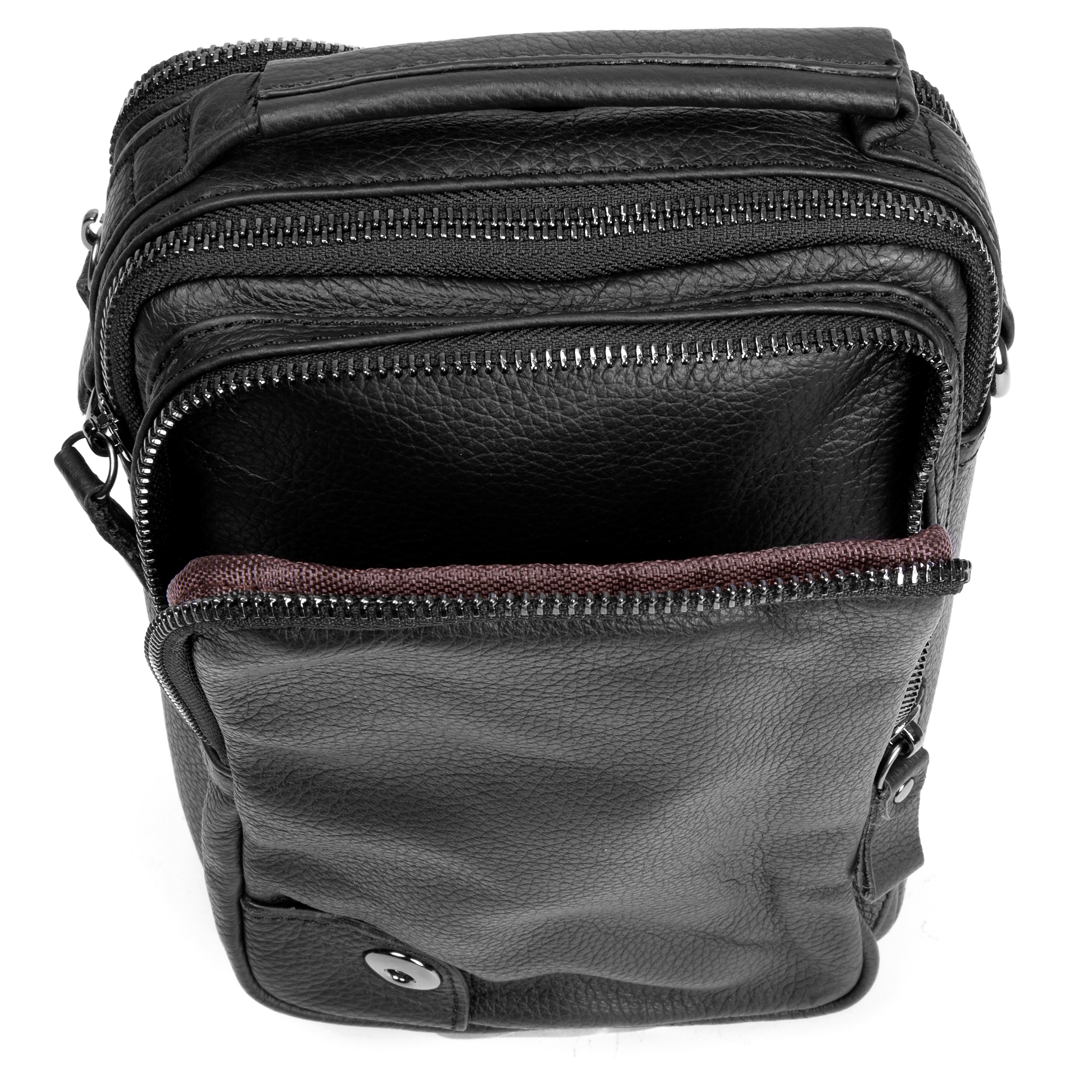 Schwarze Mini Ledertasche - 6