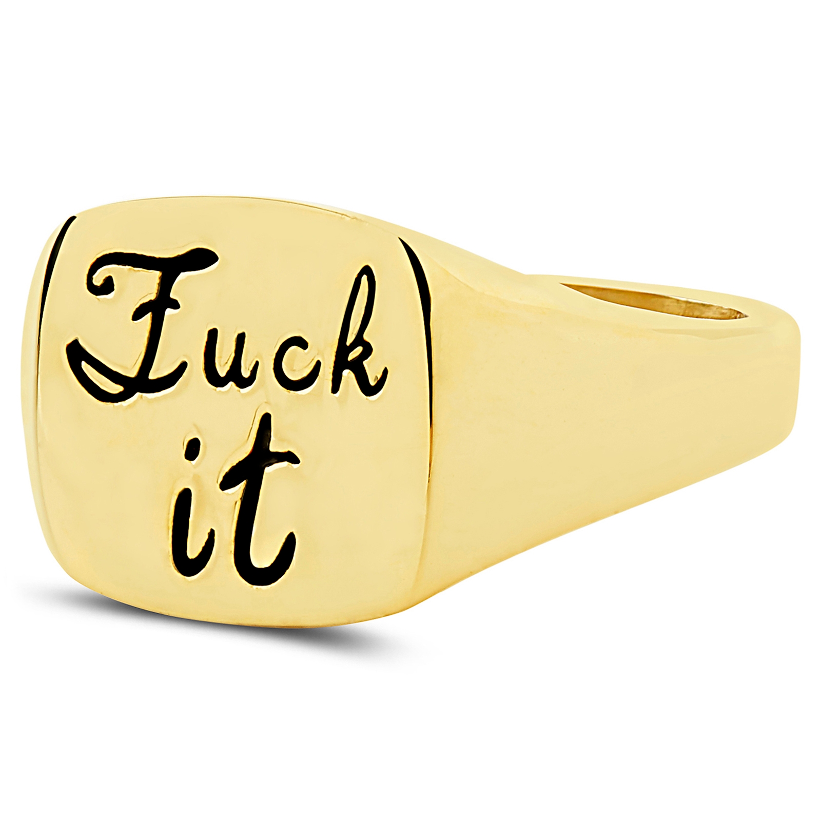 „Fck It“ klasikinis auksinis žiedas iš 925s sidabro