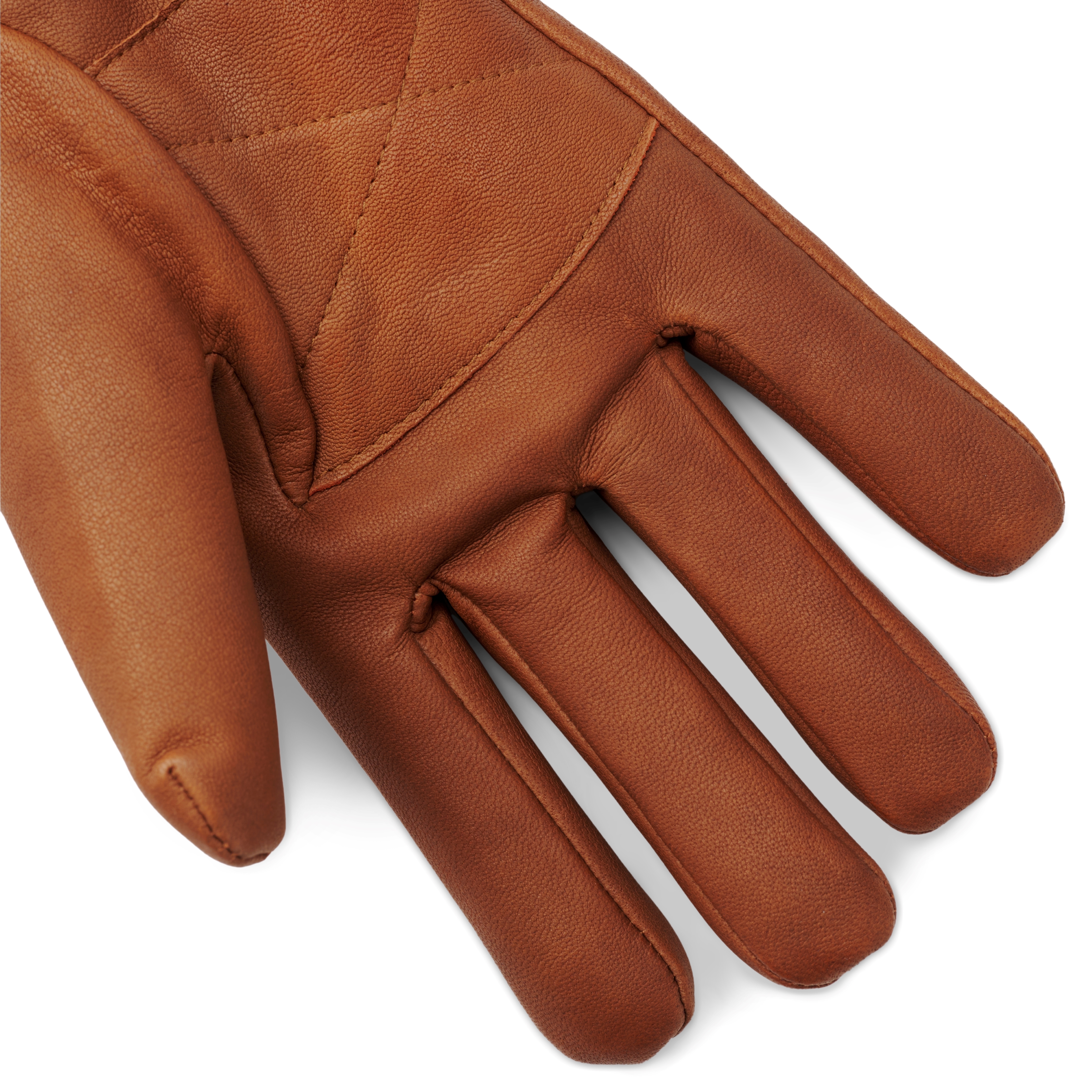 Kellanruskeat ruudulliset nahka ja villa käsineet - 4