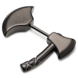 Satago | Gunmetal Grey Stainless Steel Axe Faux Gauge Stud Earring