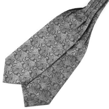Cravate Ascot à motif cachemire gris argent 