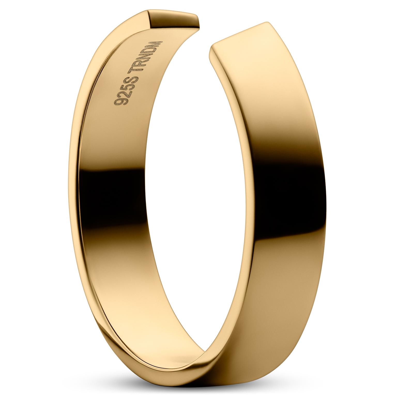 5 mm Gepolijste, verstelbare ring van 14K-vergulde 925 sterling zilver 5 mm Gepolijste, verstelbare ring van 14K-vergulde 925 sterling zilver