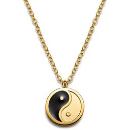 Unity | Złocisty naszyjnik z okrągłą zawieszką z ying i yang