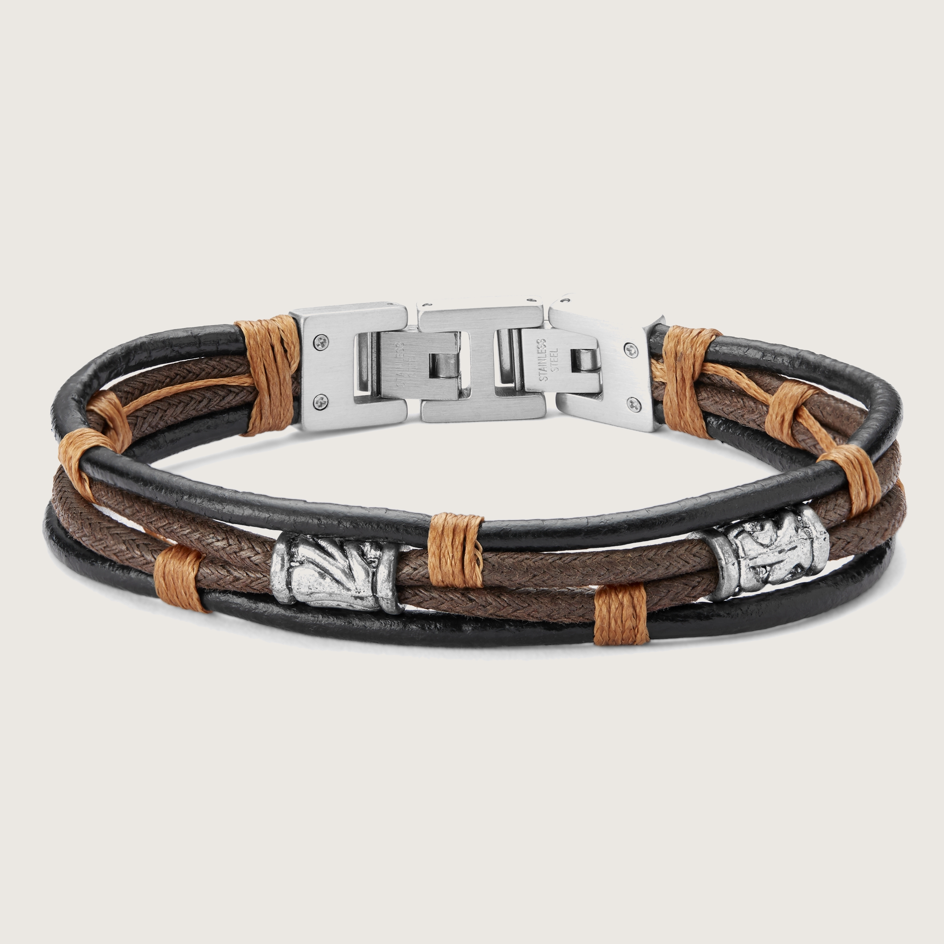Icon | Brown & Black Leather Cord Bracelet | In stock! | Lucleon
