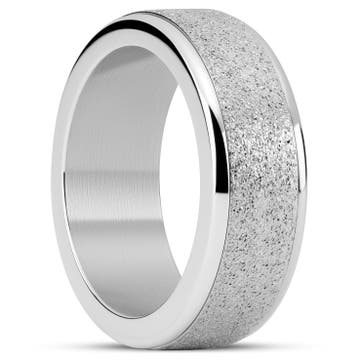 Enthumema | Anello con motivo girevole in acciaio inossidabile glitterato color argento da 8 mm