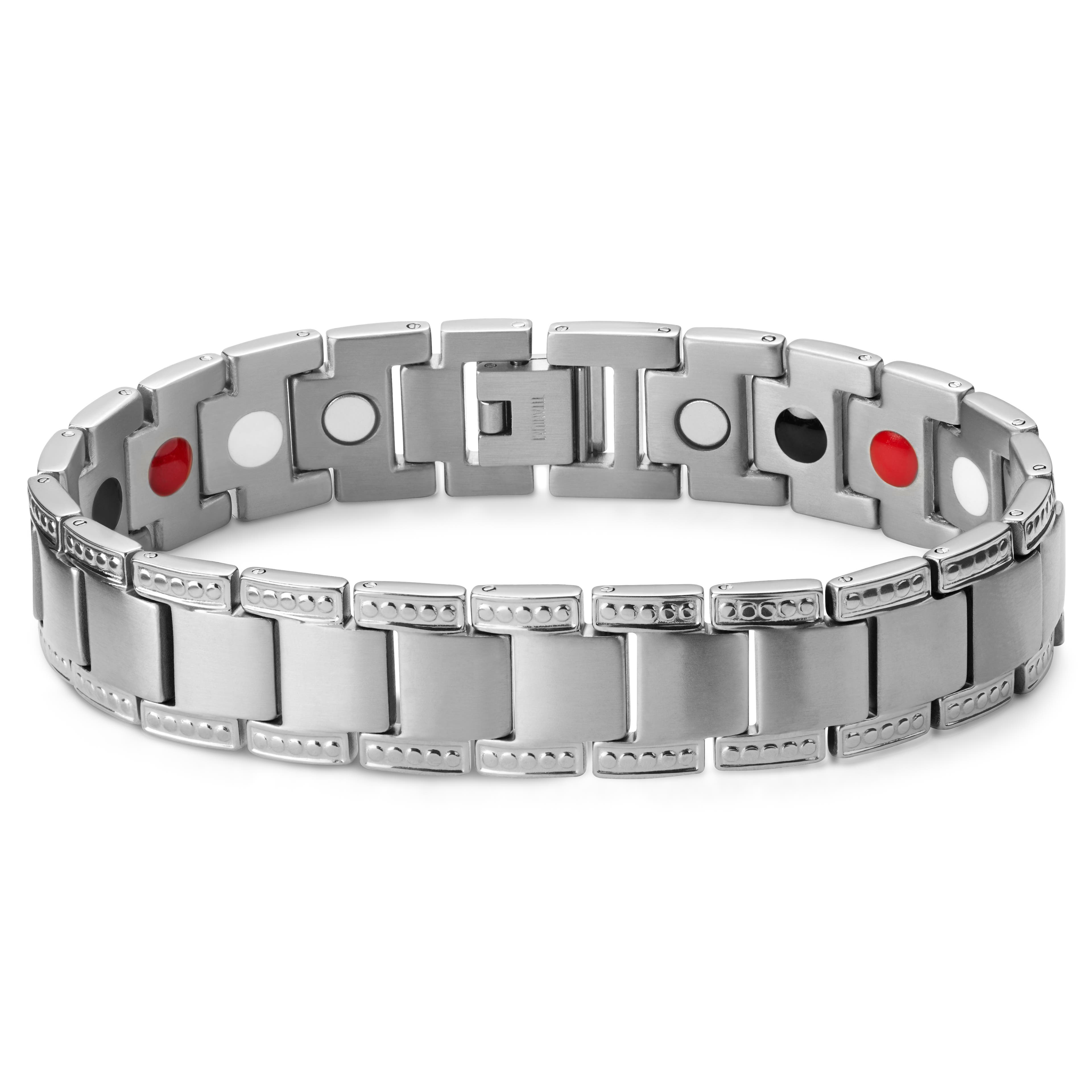 Silver-tone Titanium Magnetic Bracelet