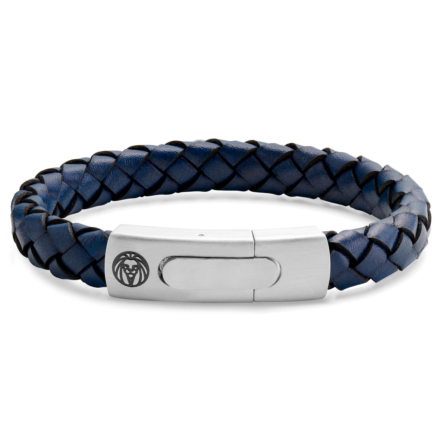 Pulsera de cuero bolo azul Solid Pulsera de cuero bolo azul Solid