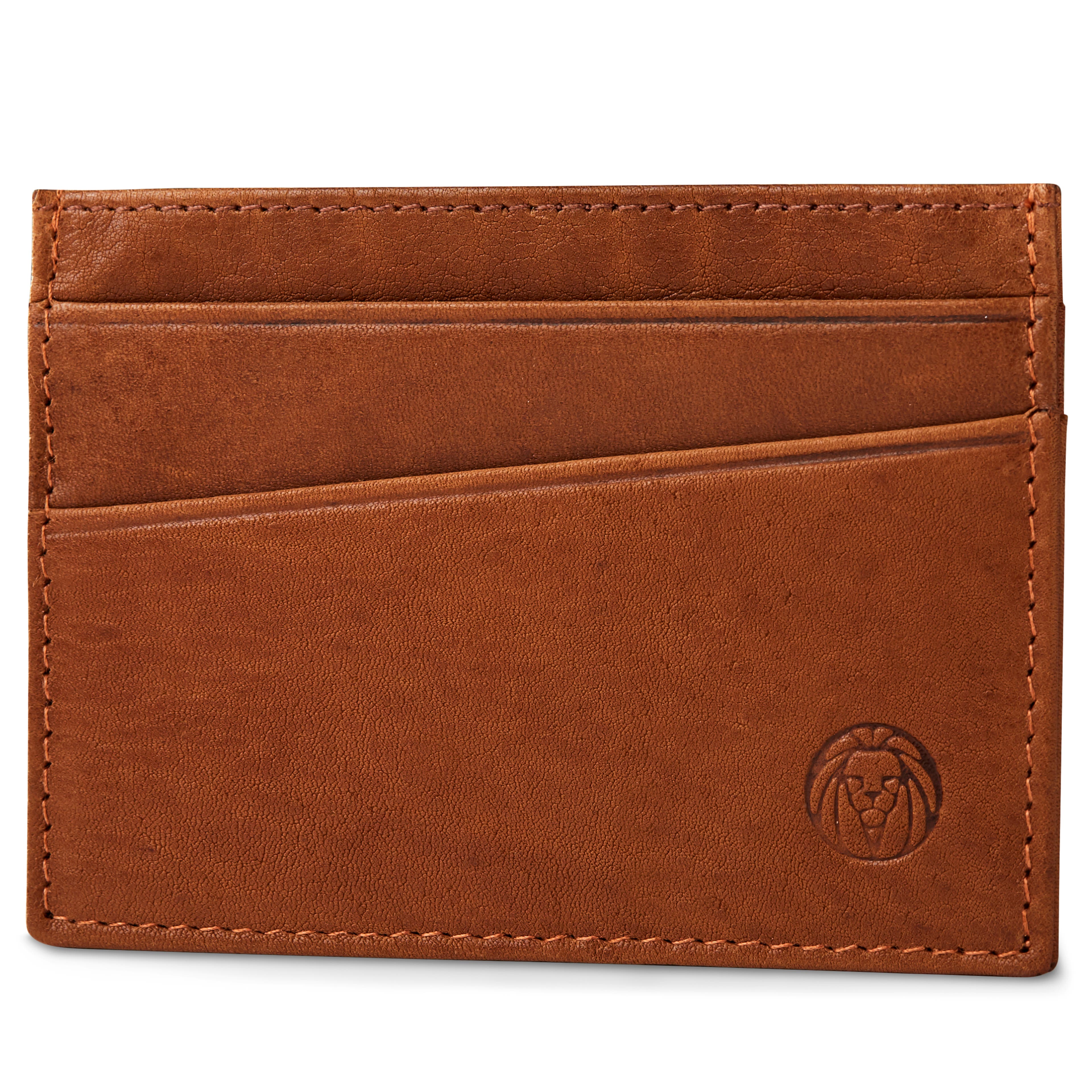 Mini Tan RFID Leather Card Holder