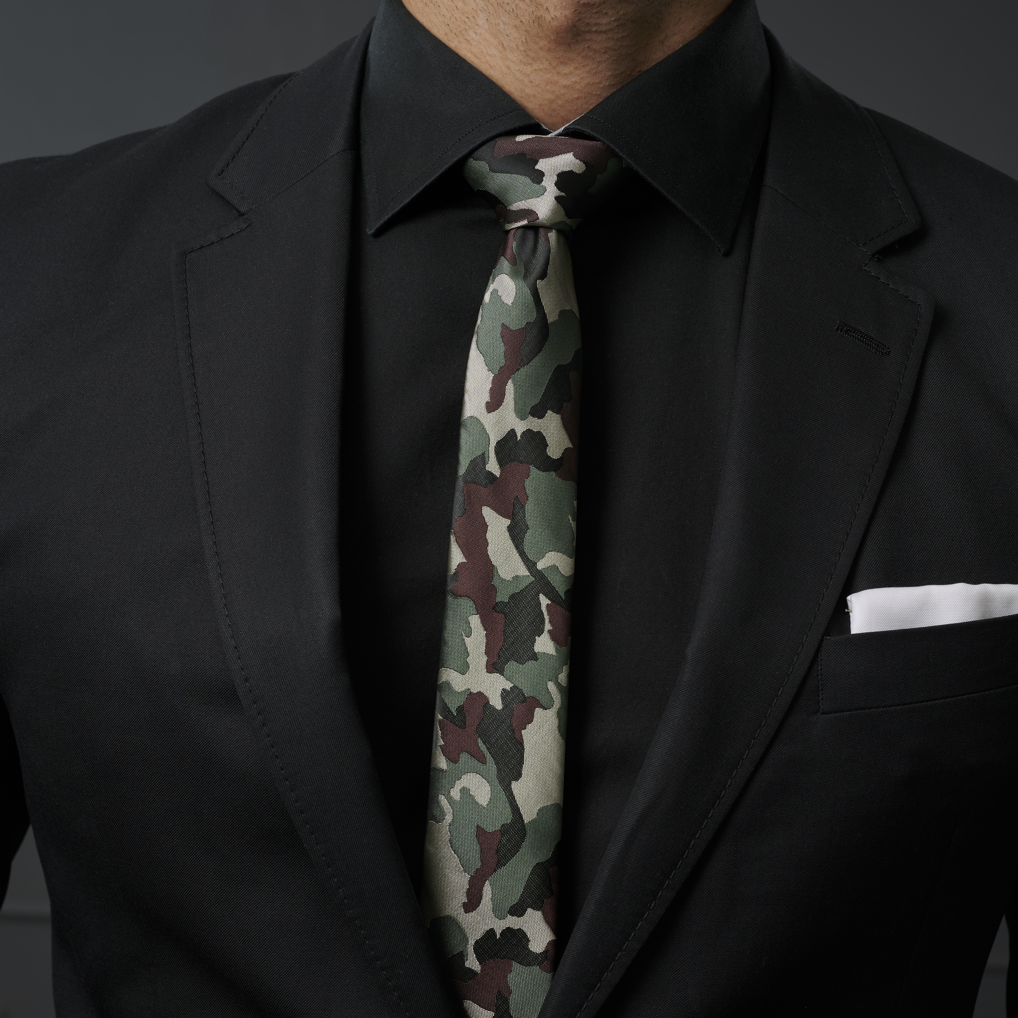Blue & Brown Camouflage Polyester Tie, In stock!