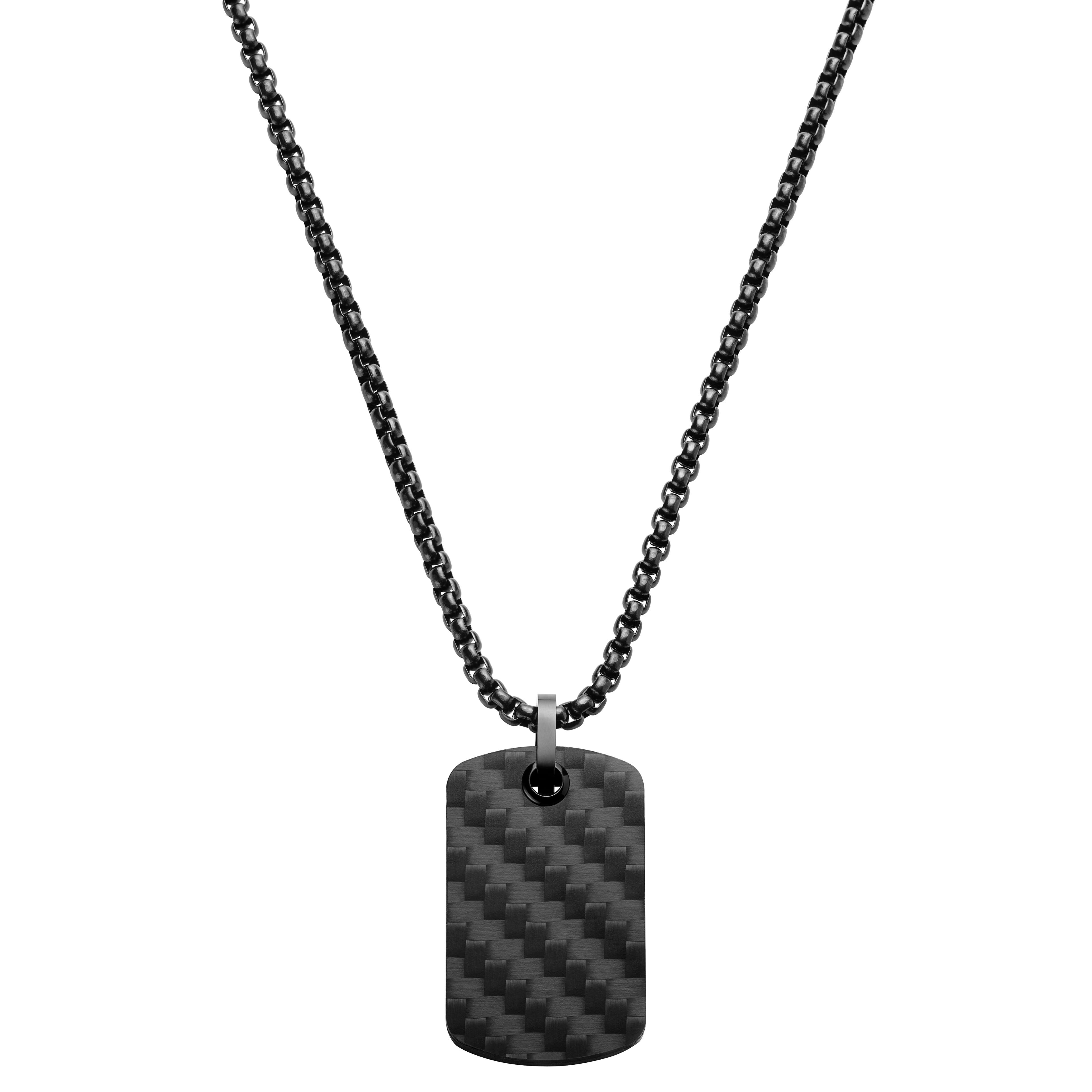 Panther | Colier negru cu pandantiv Dog Tag din fibră de carbon Panther | Colier negru cu pandantiv Dog Tag din fibră de carbon