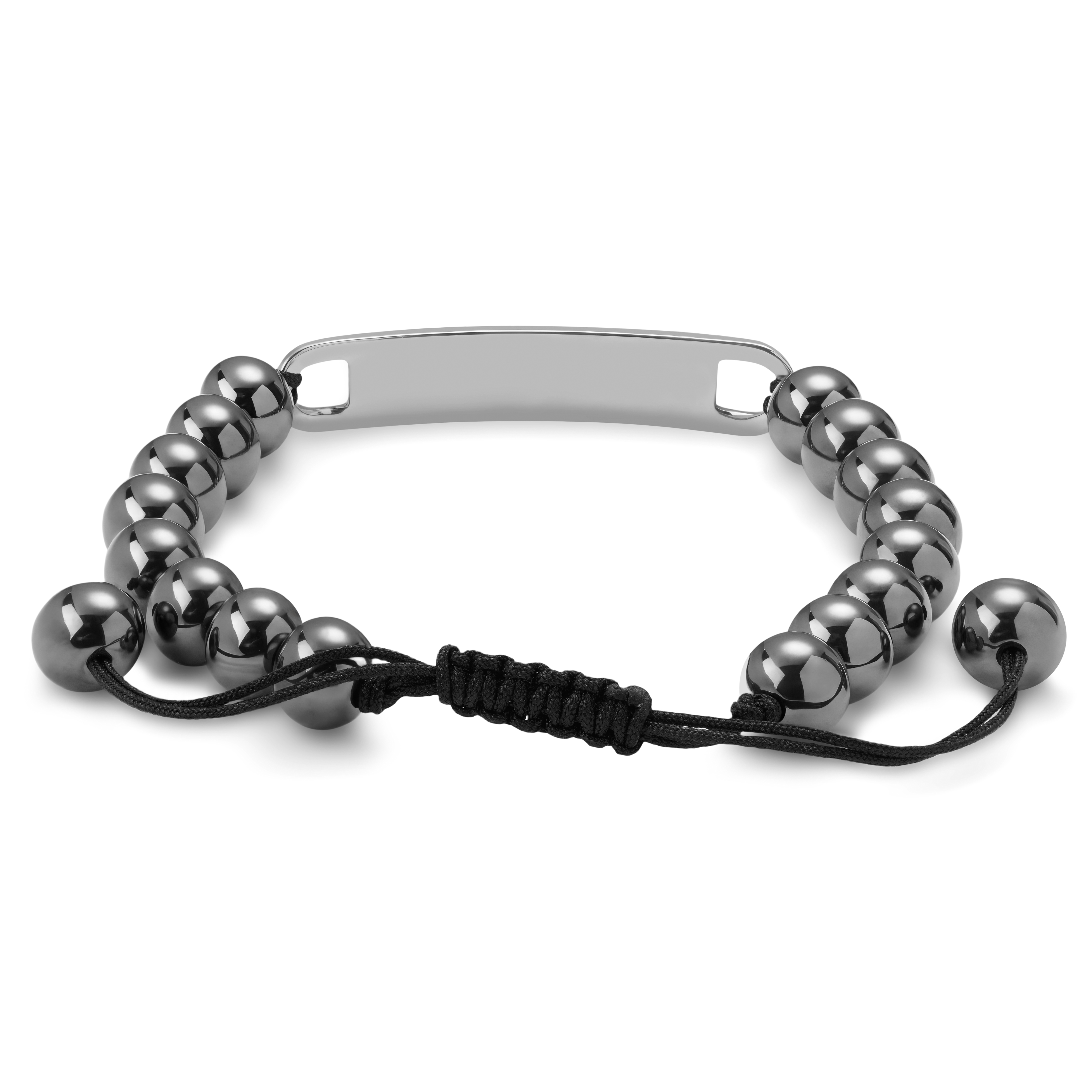 Hematito ir nerūdijančio plieno ID apyrankė - 2