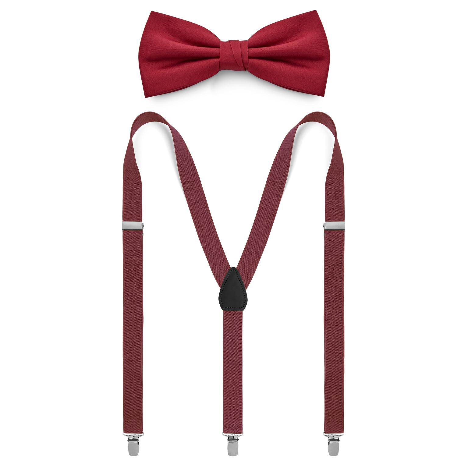 Burgundy Pre-Tied Bow Tie & Braces Set Burgundy Pre-Tied Bow Tie & Braces Set