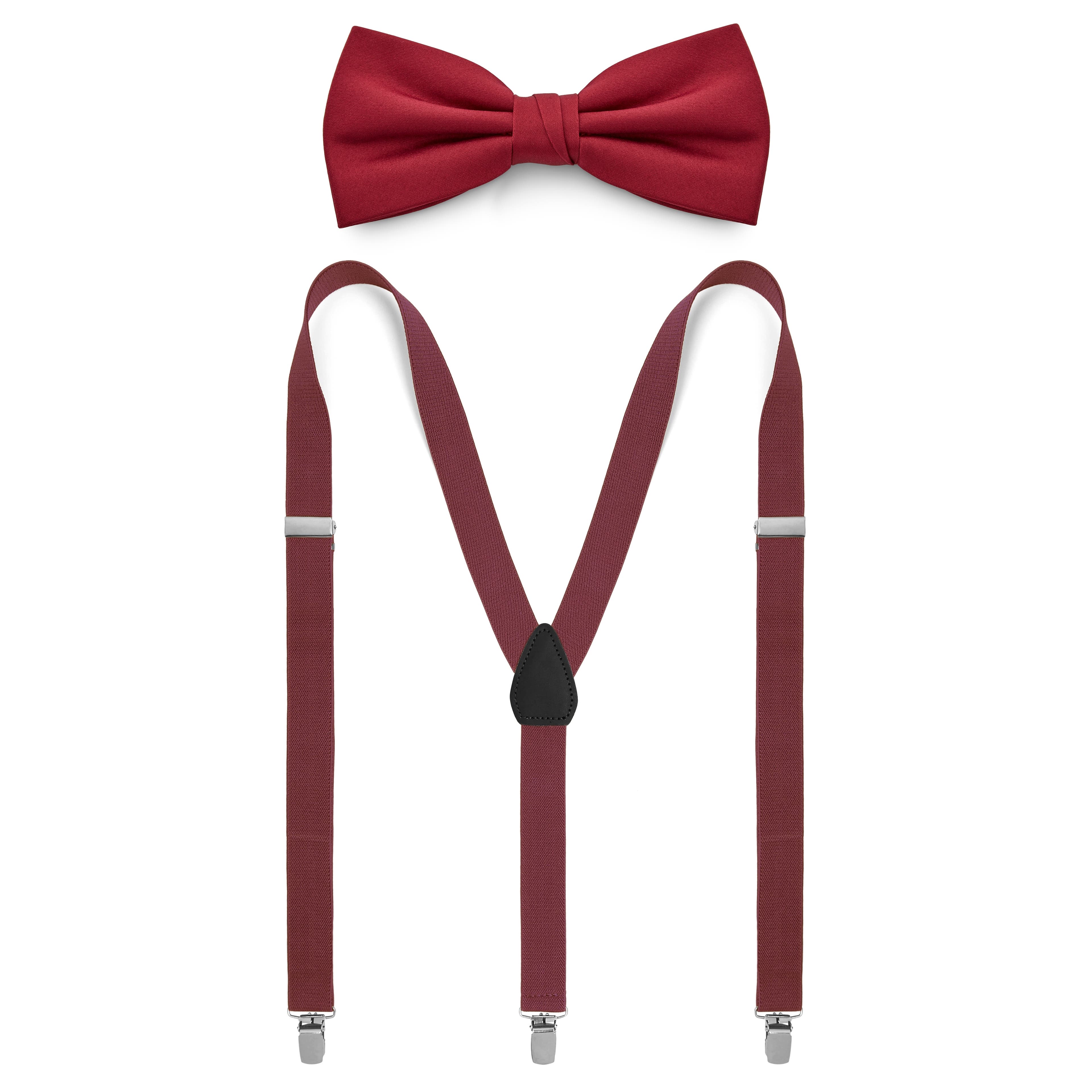 Burgundy Pre-Tied Bow Tie & Braces Set | In stock! | Trendhim