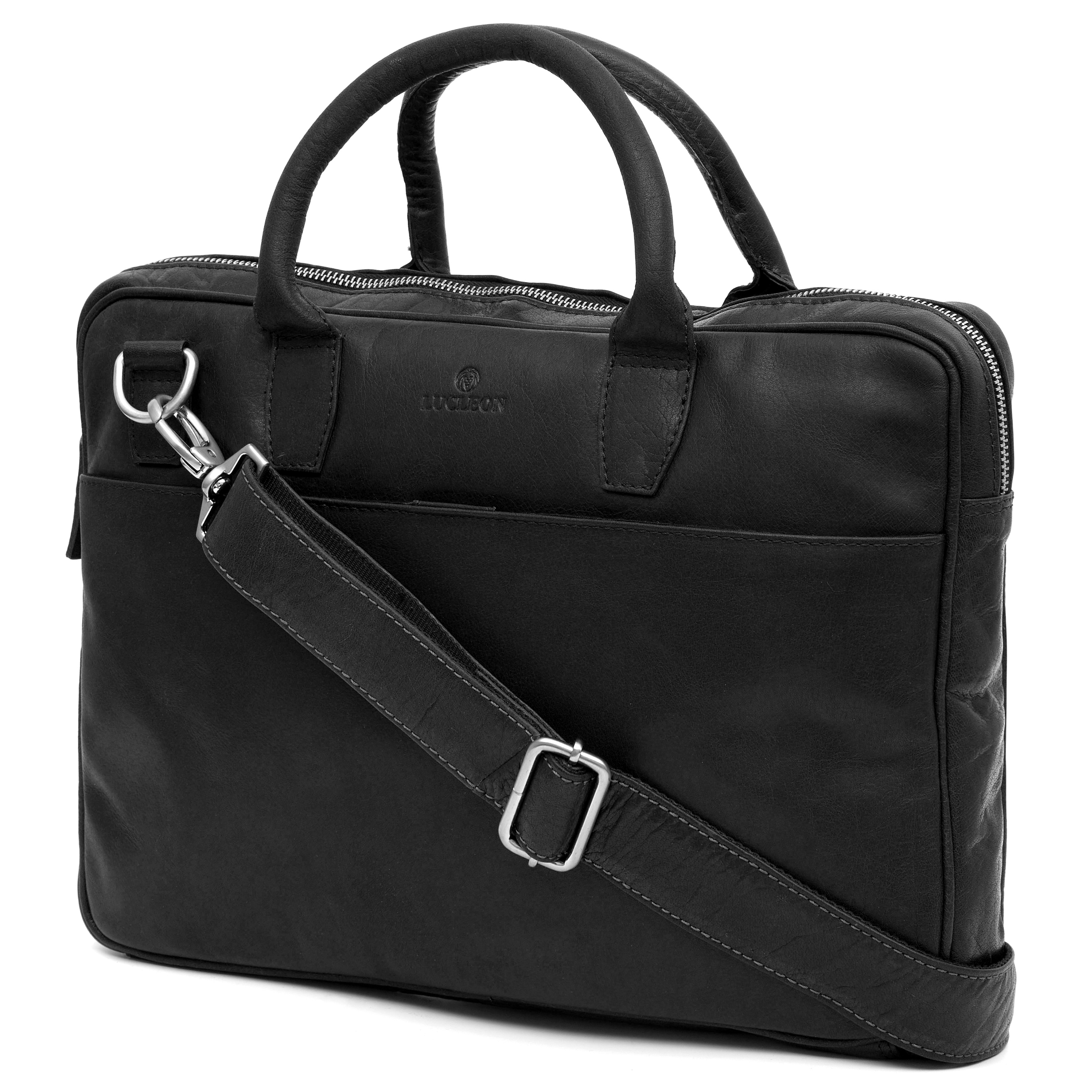 Montreal | Slim 13' Executive Black Leather Bag - 4