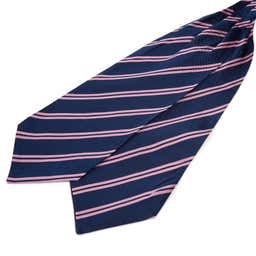 Pink Twin Stripe Navy Silk Cravat