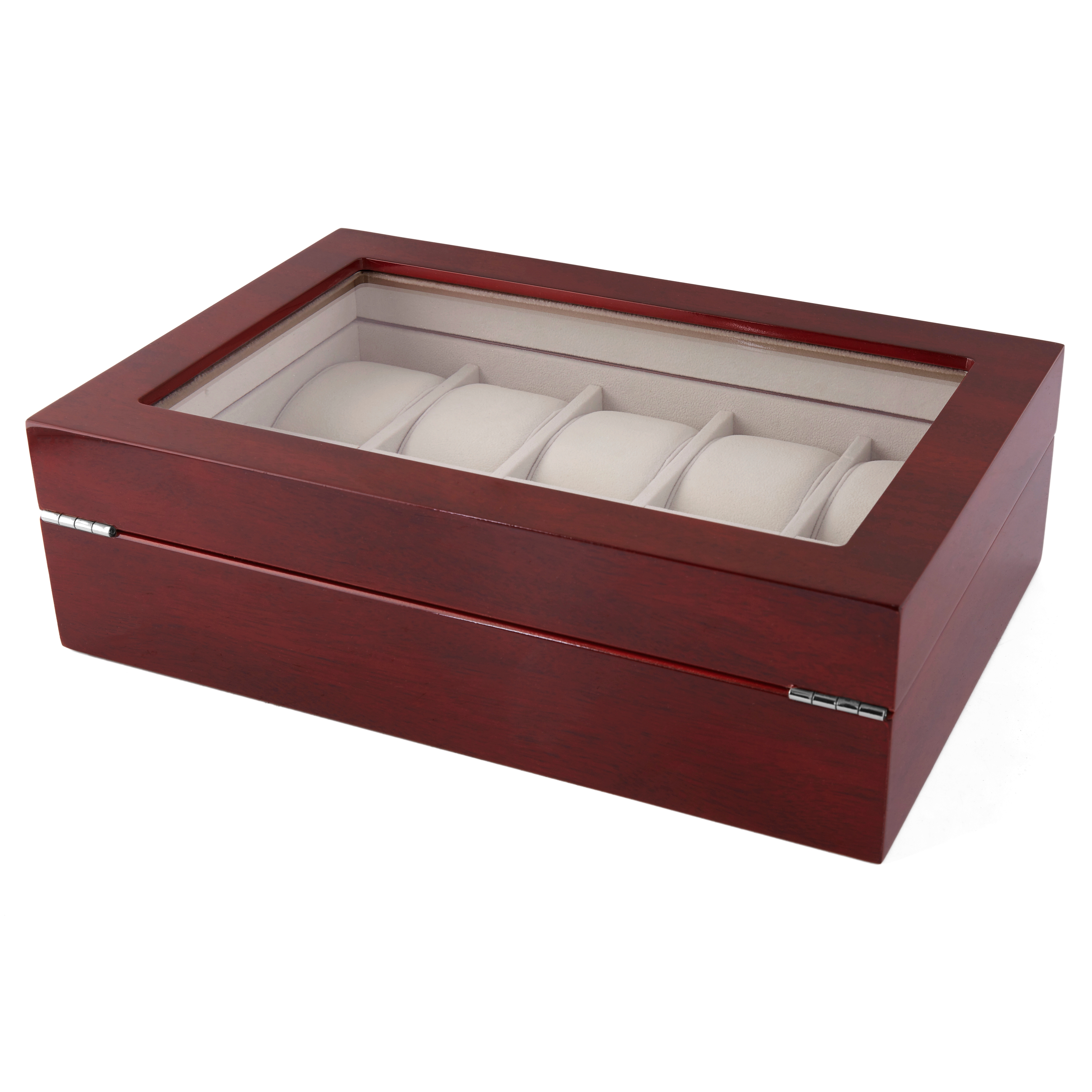 Kersenhouten Horlogekast met Zilverkleurig Accent - 10 horloges - 3