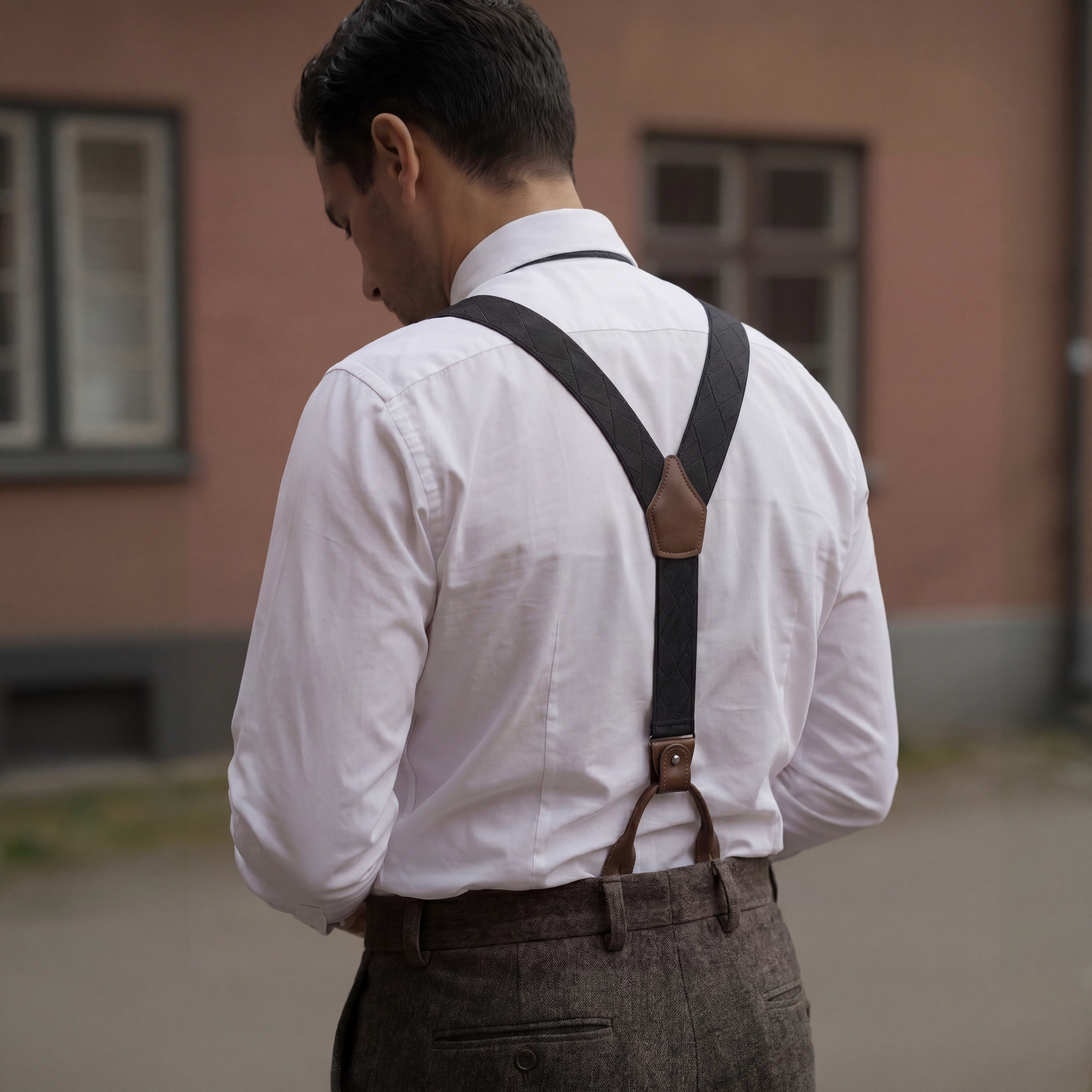 Vexel | Smoke Grey Diamond-Patterned Suspenders - 5