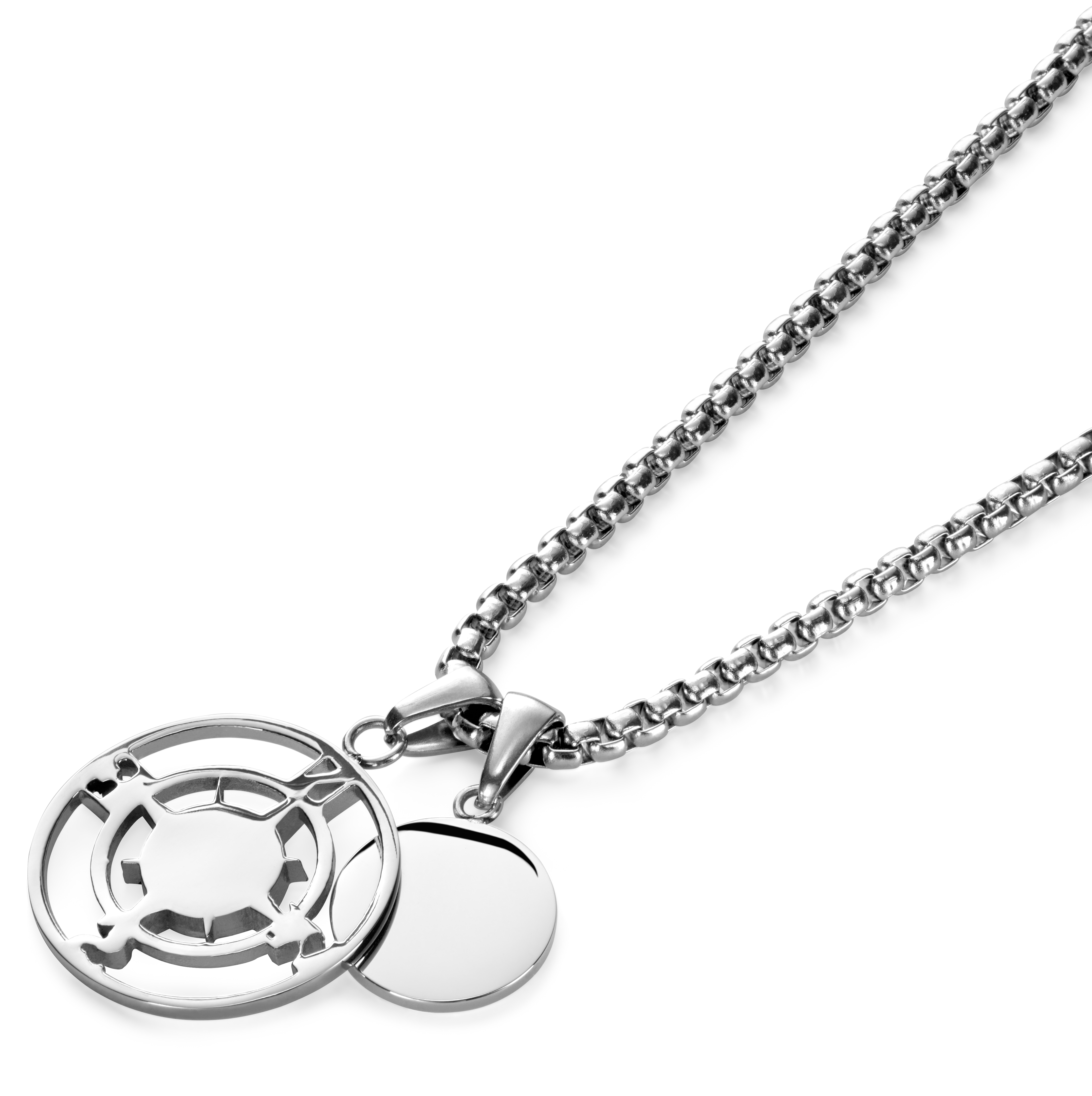 Atlas | Colar Prateado com Pendente Bússola e Azurita-Malaquita - 5