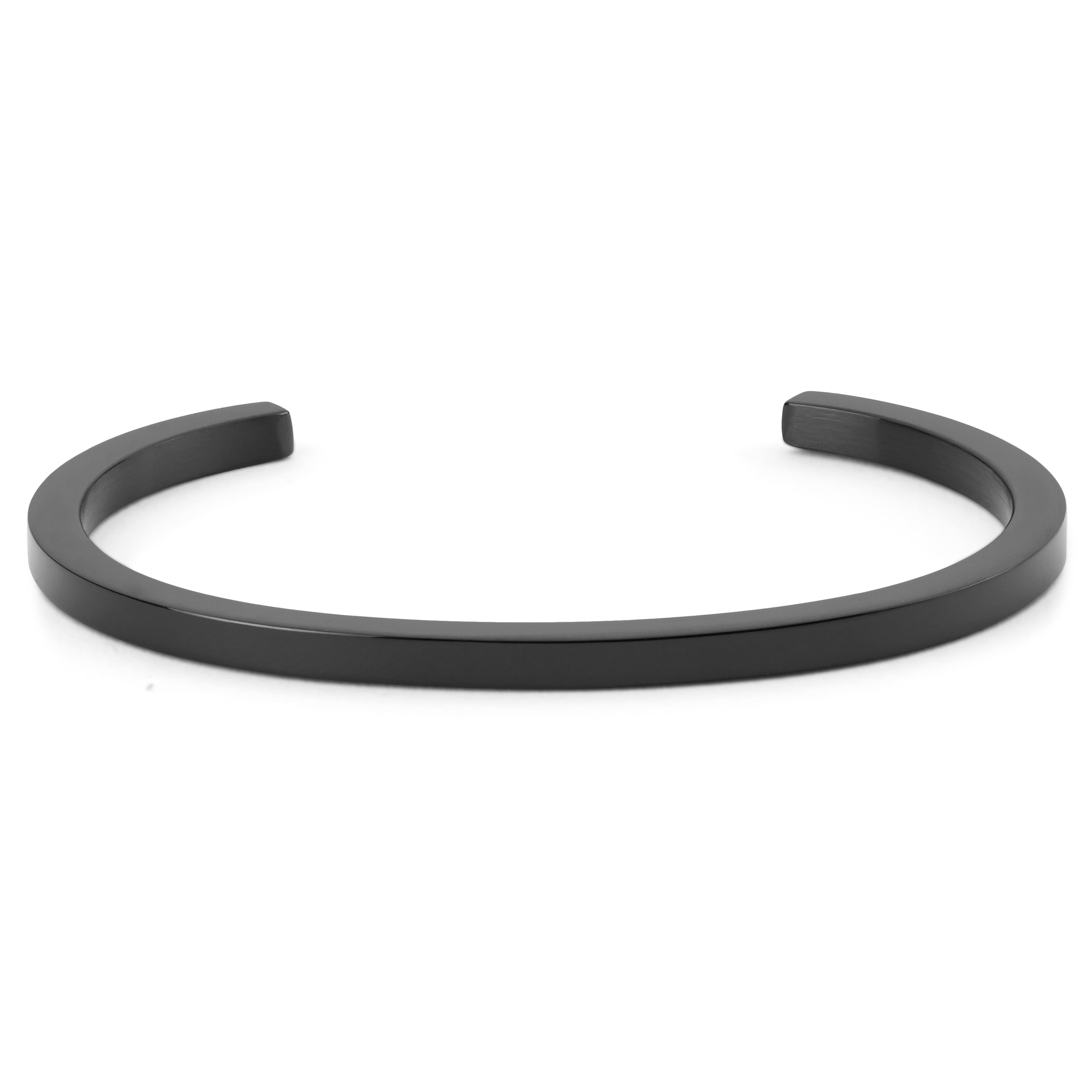 Bracelet manchette noir à profil étroit 