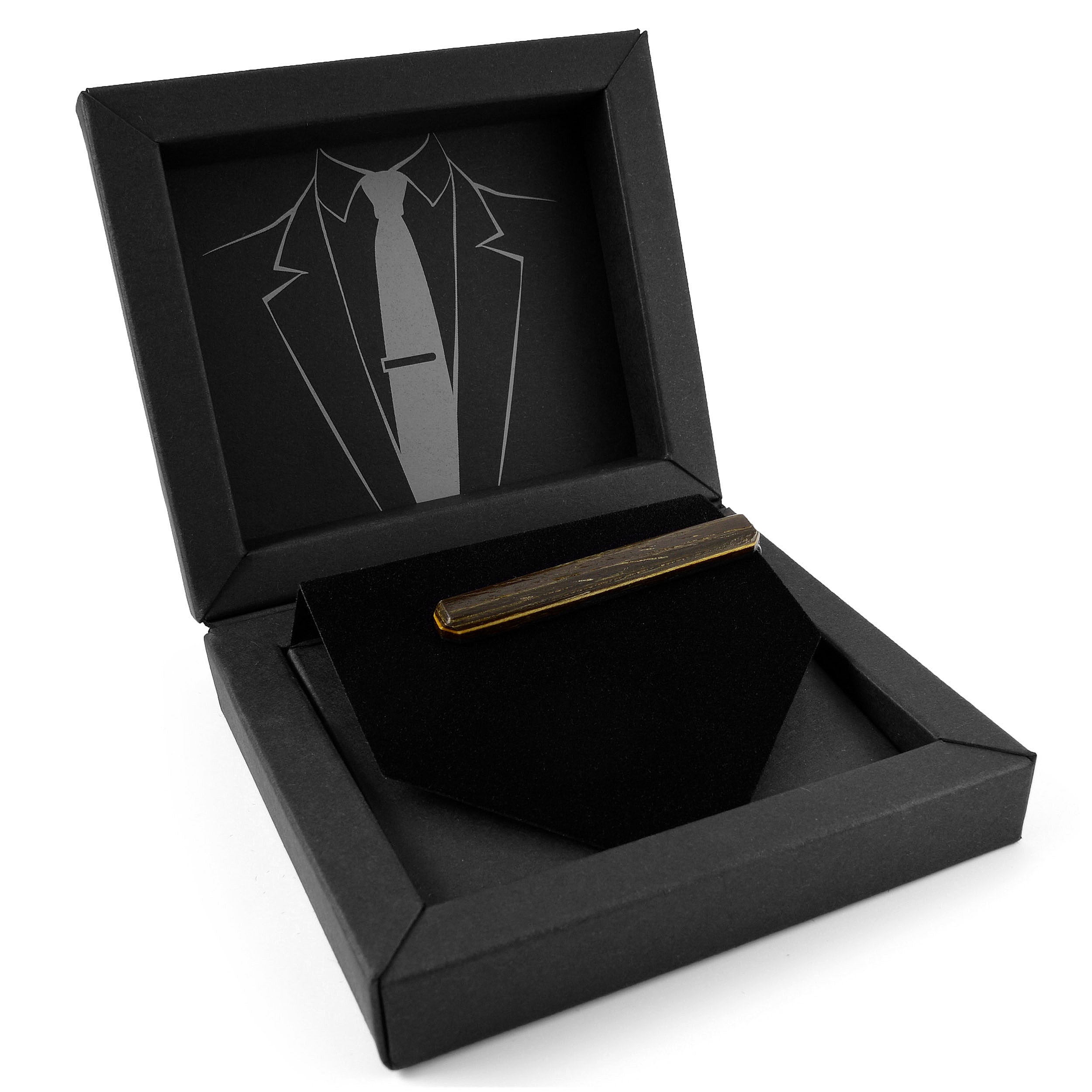 Krawattenklammer aus schwarzem Eichenholz - 5