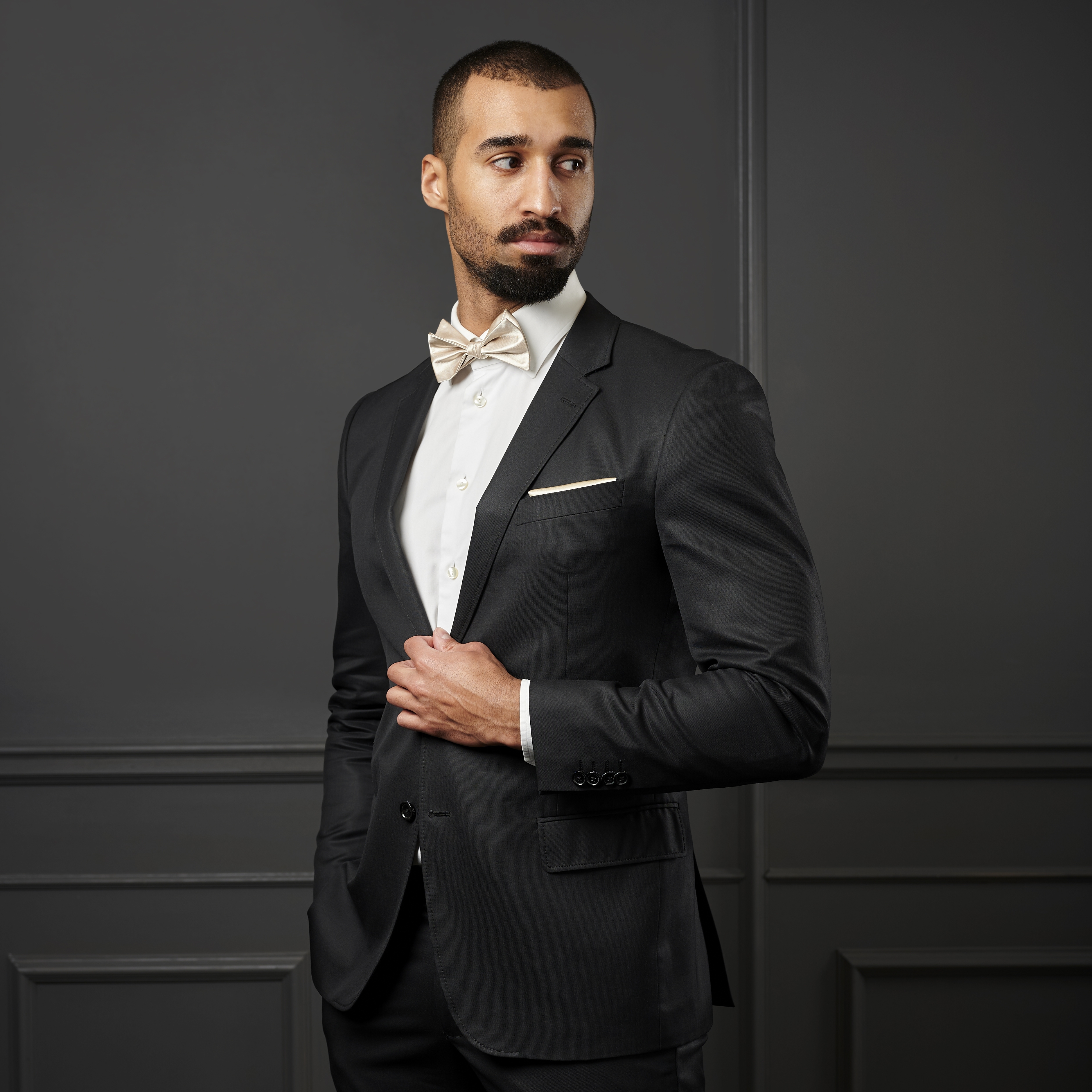 Lesklý viazací motýlik vo farbe šampanského Basic - 6