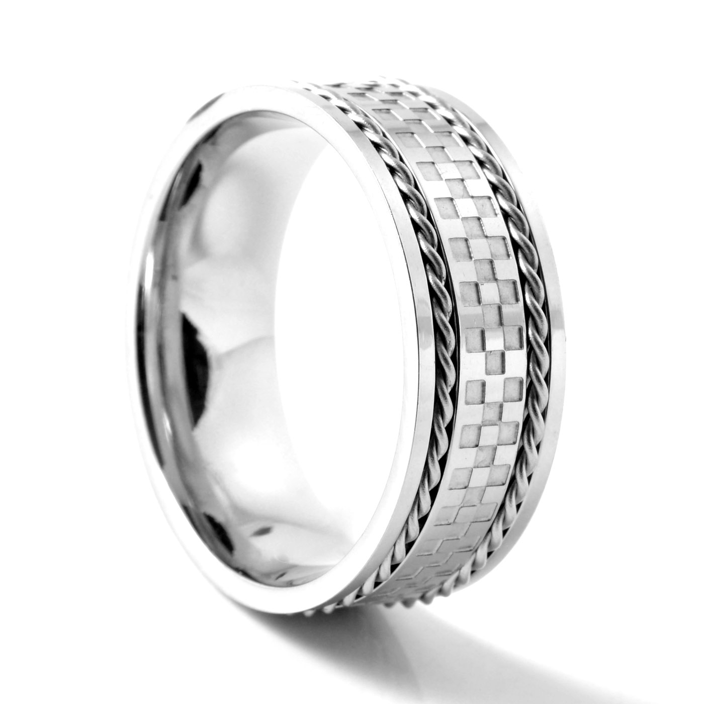 Sølv Ternet Tråd Stålring - 1