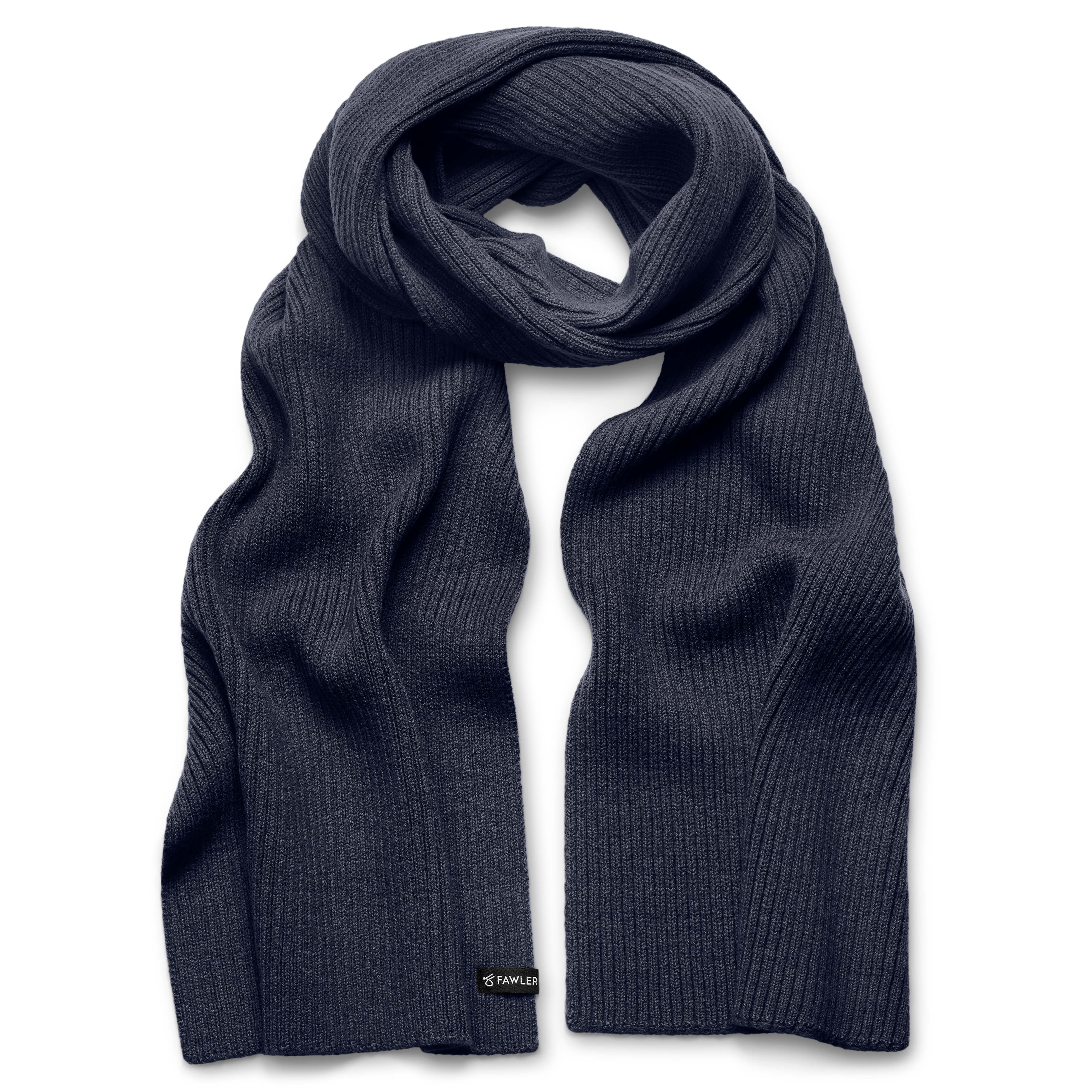 Arctic | Navy Rib Knitted Wool Blend Scarf