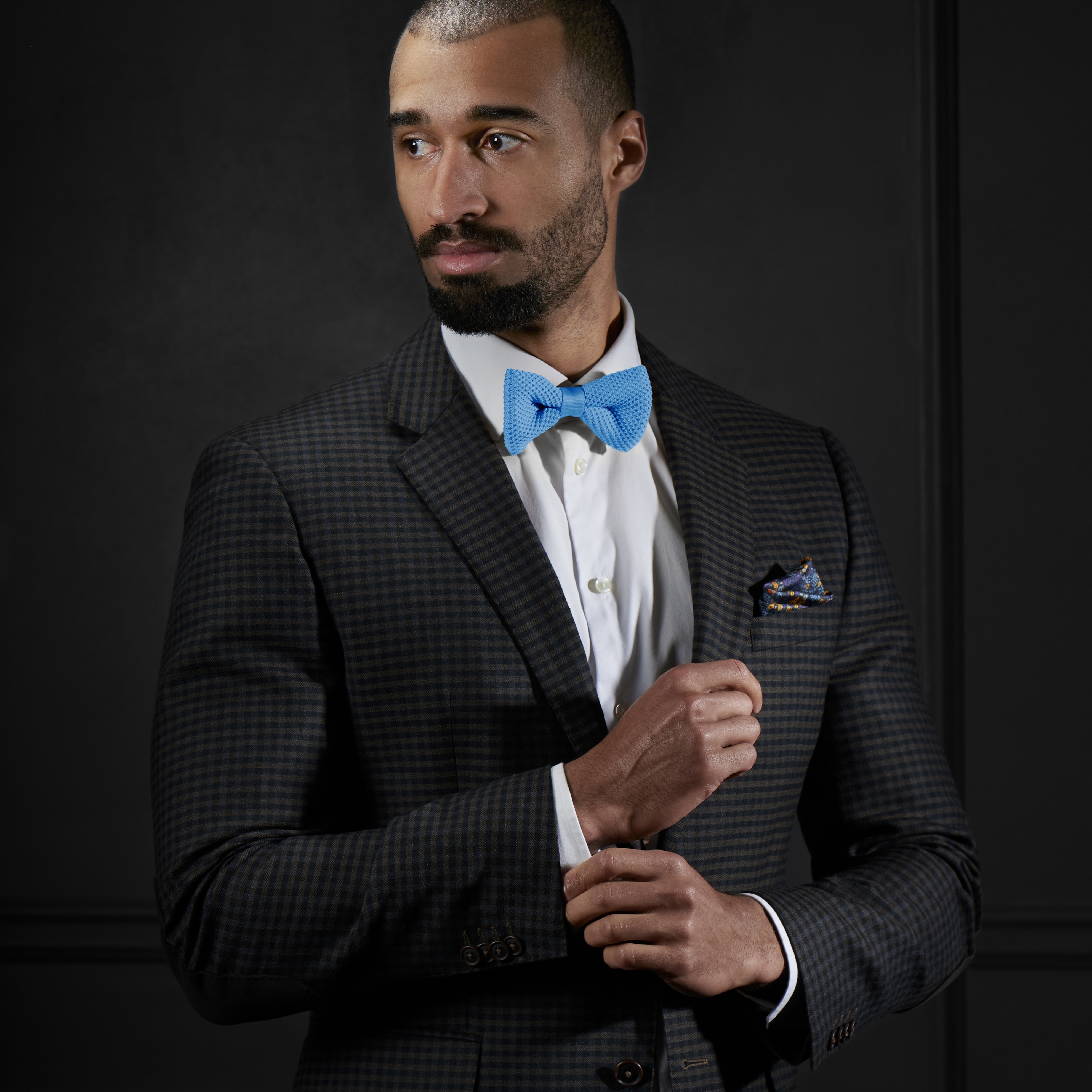 Sky Blue Knitted Bow Tie - 4