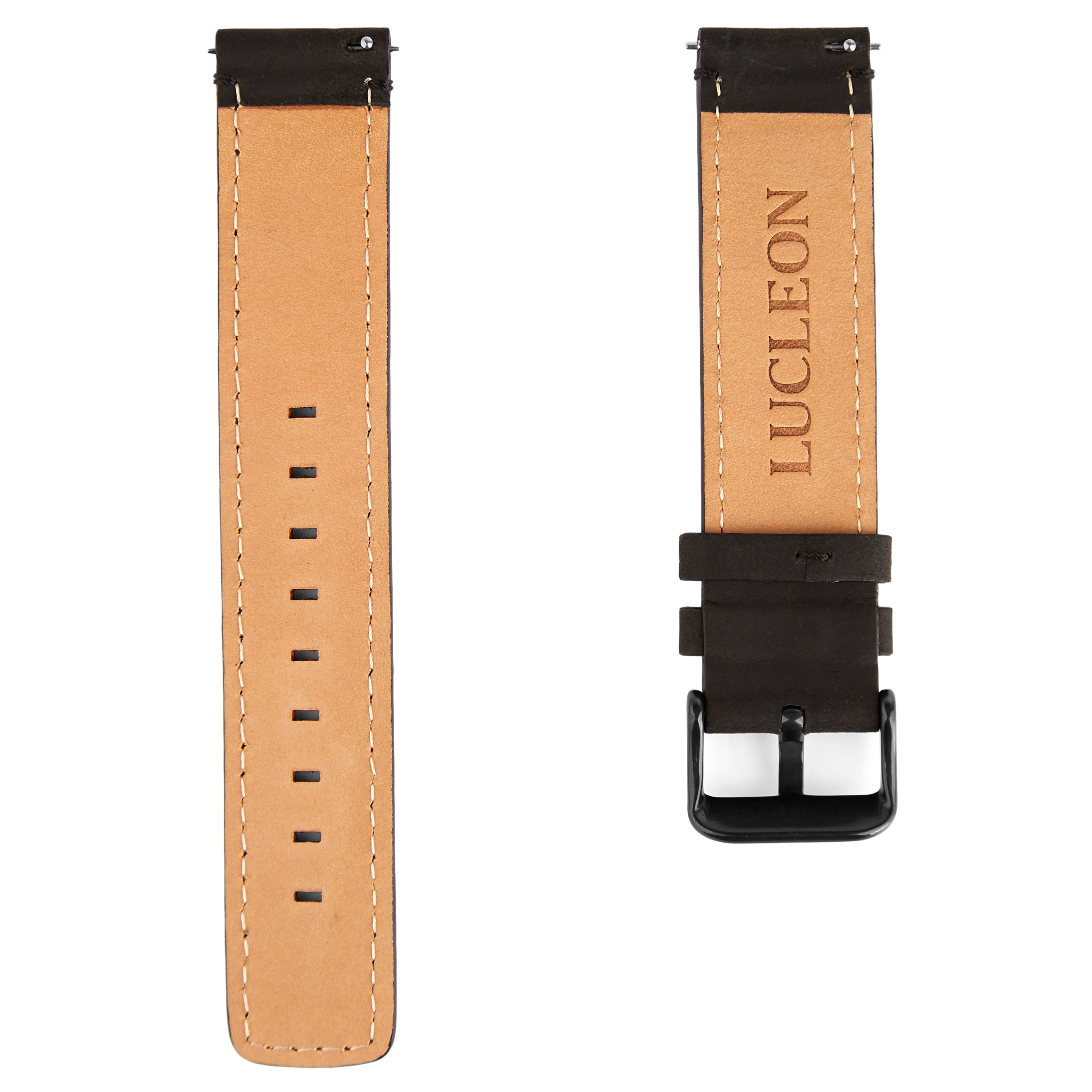 Correa para reloj negra y gris plomo con costuras negras - 3