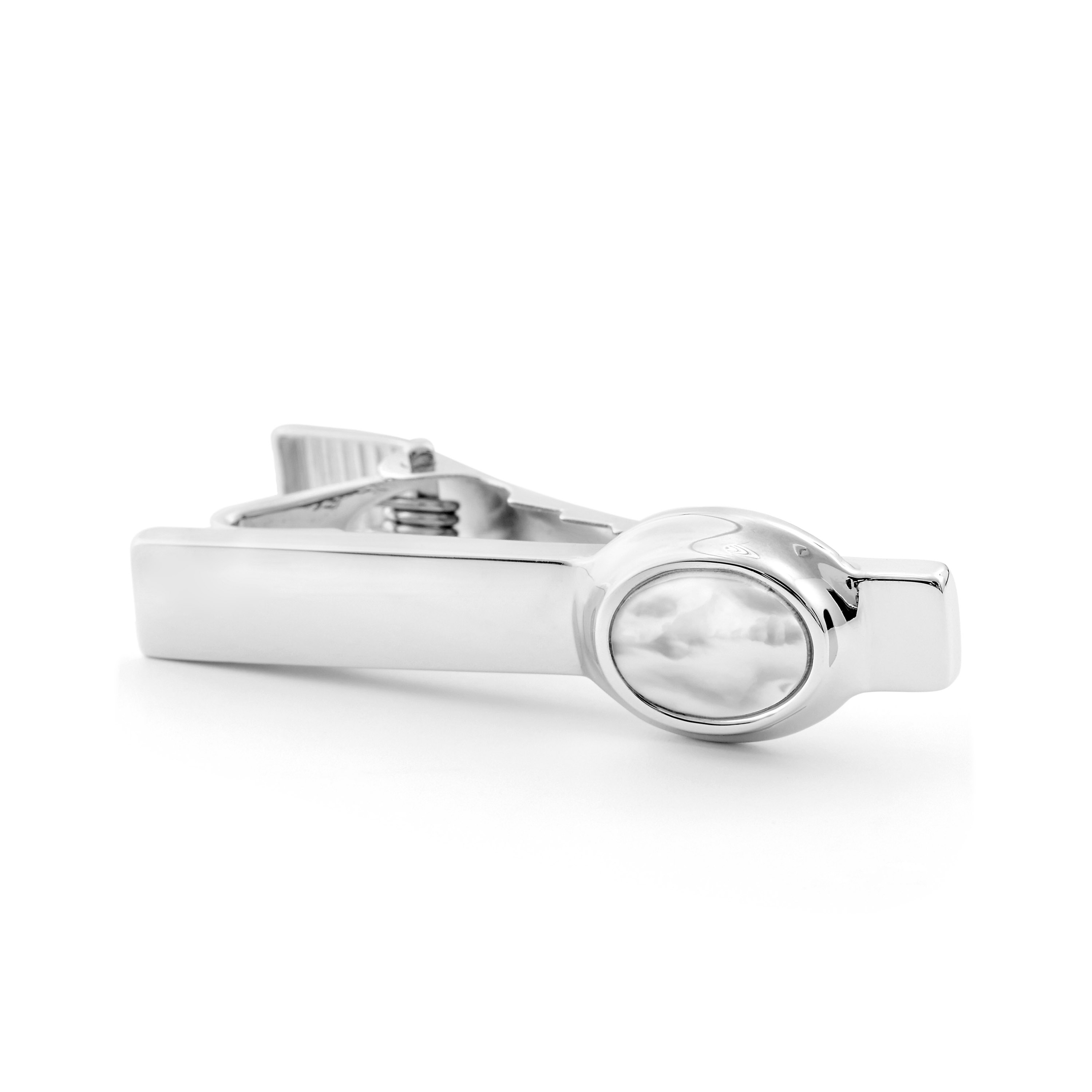 White Pearl & 925s Silver Short Tie Clip - 3