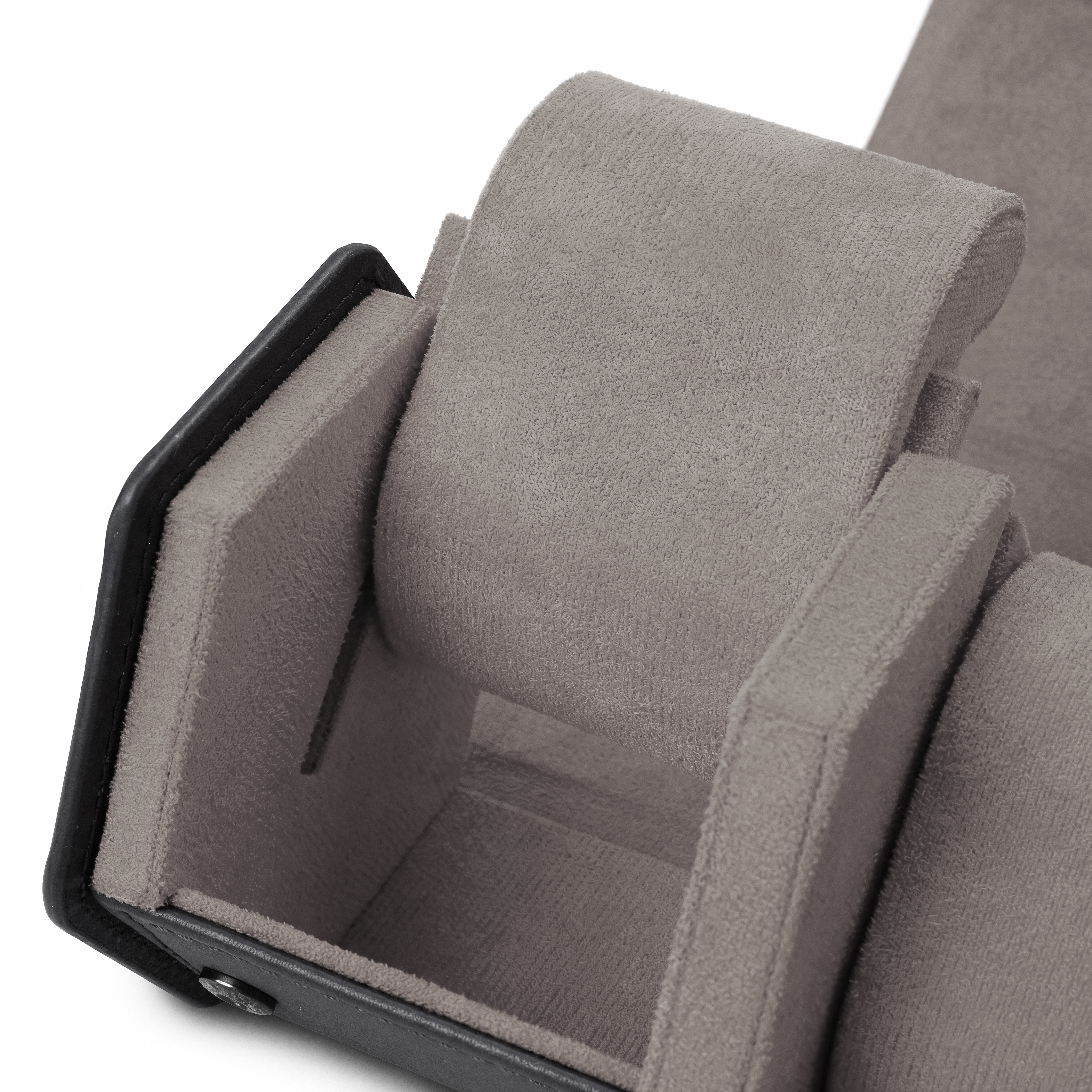 Hexa | Black & Grey Faux Leather Hexagonal Watch Roll Case - 3 Watches - 5