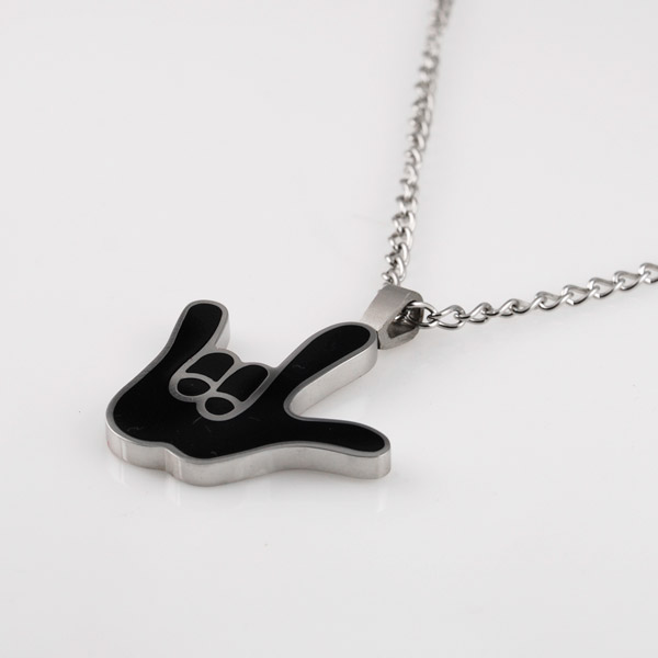 Sort Håndtegn Stålhalskæde - 2