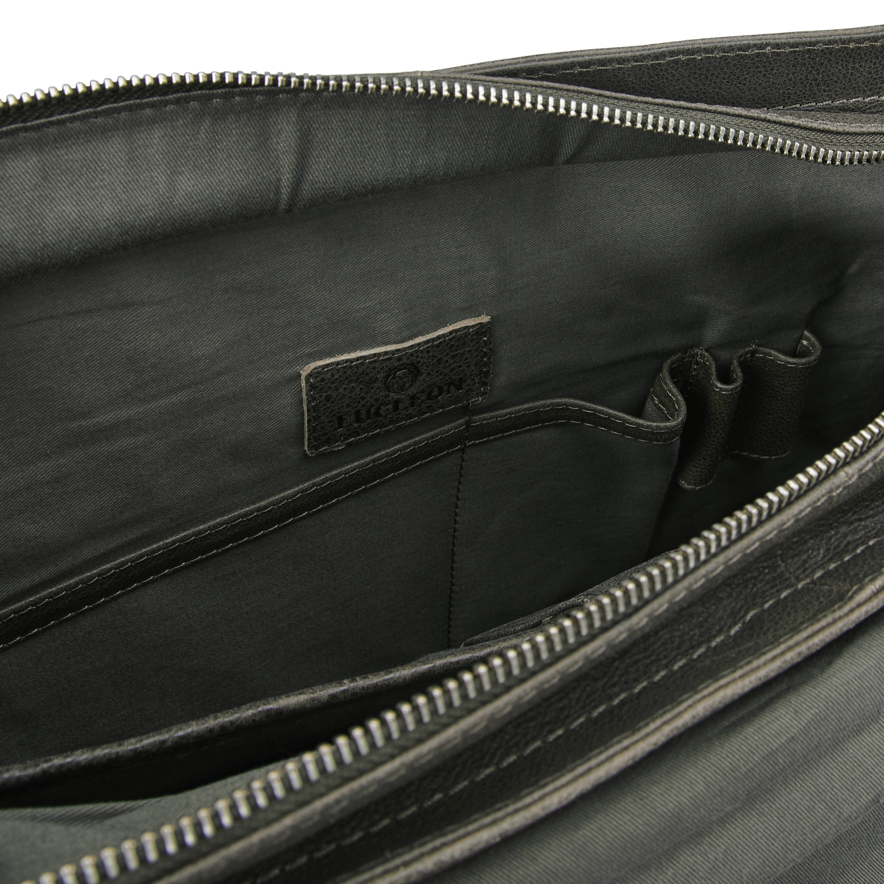 Licio | Brown gray Leather Messenger Bag - 12