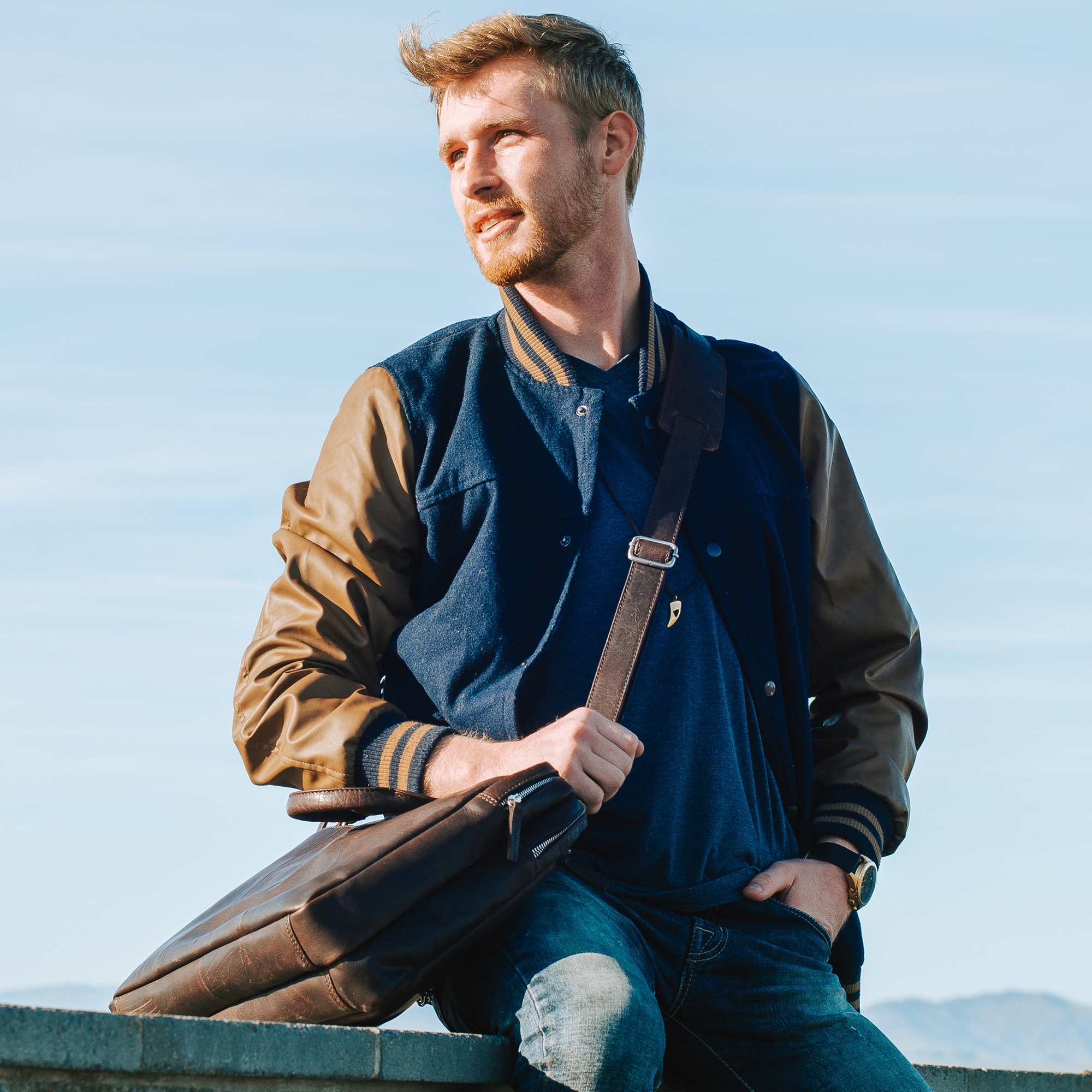 Montreal Brown Leather Laptop Bag - 4