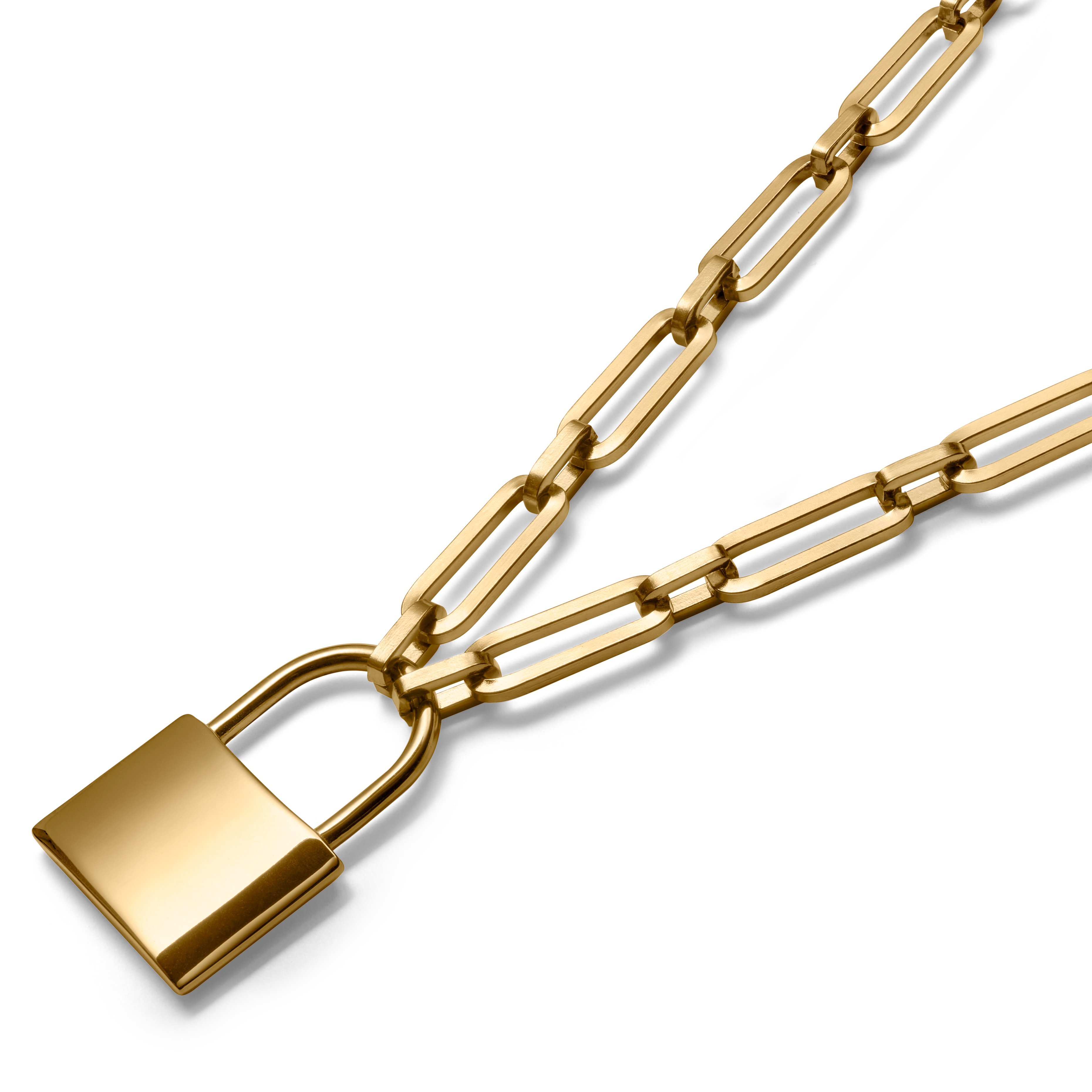 Amager, 8 mm Gold-Tone Lock Cable Chain Necklace, In stock!