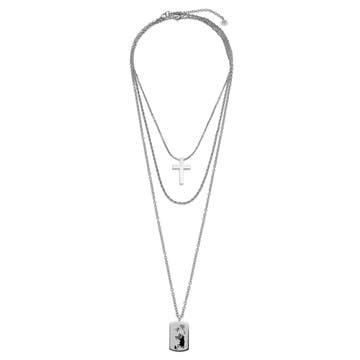 Silver-tone Rope Chain, Cross, and World Map Layering Bundle Silver-tone Rope Chain, Cross, and World Map Layering Bundle