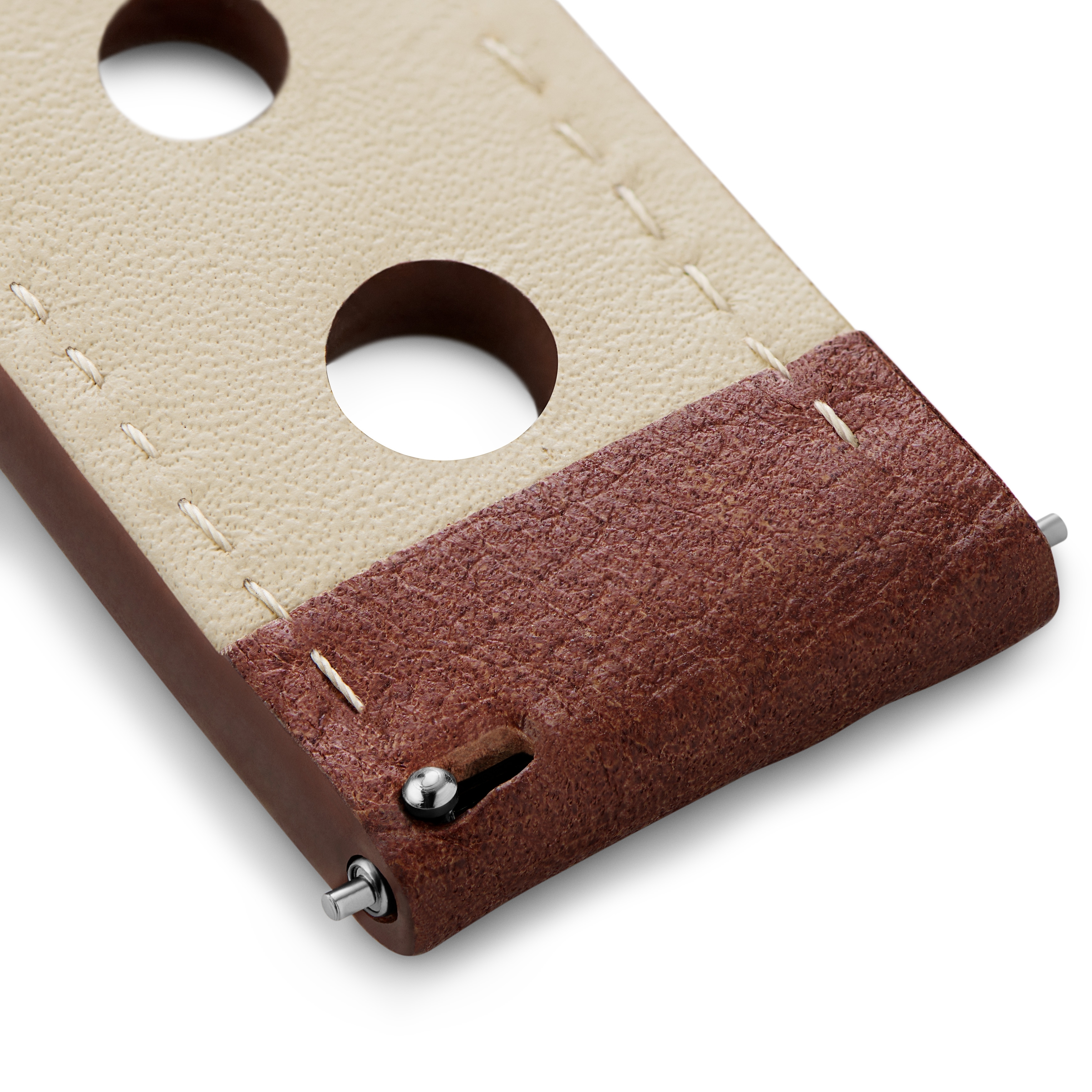 Bracelets Racing en cuir pleine fleur marron - 4