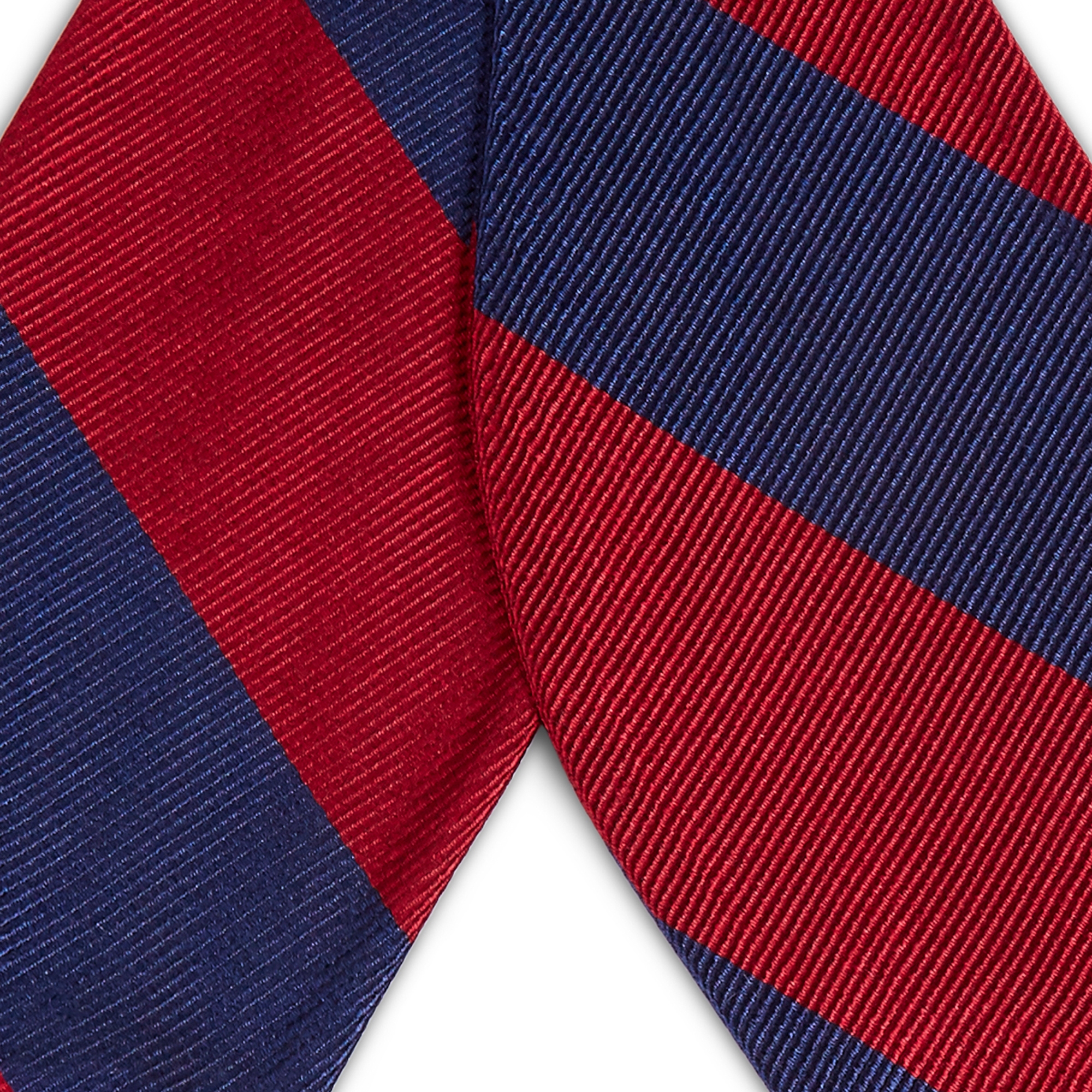 Pajarita de seda para atar con rayas rojas y azul marino - 2