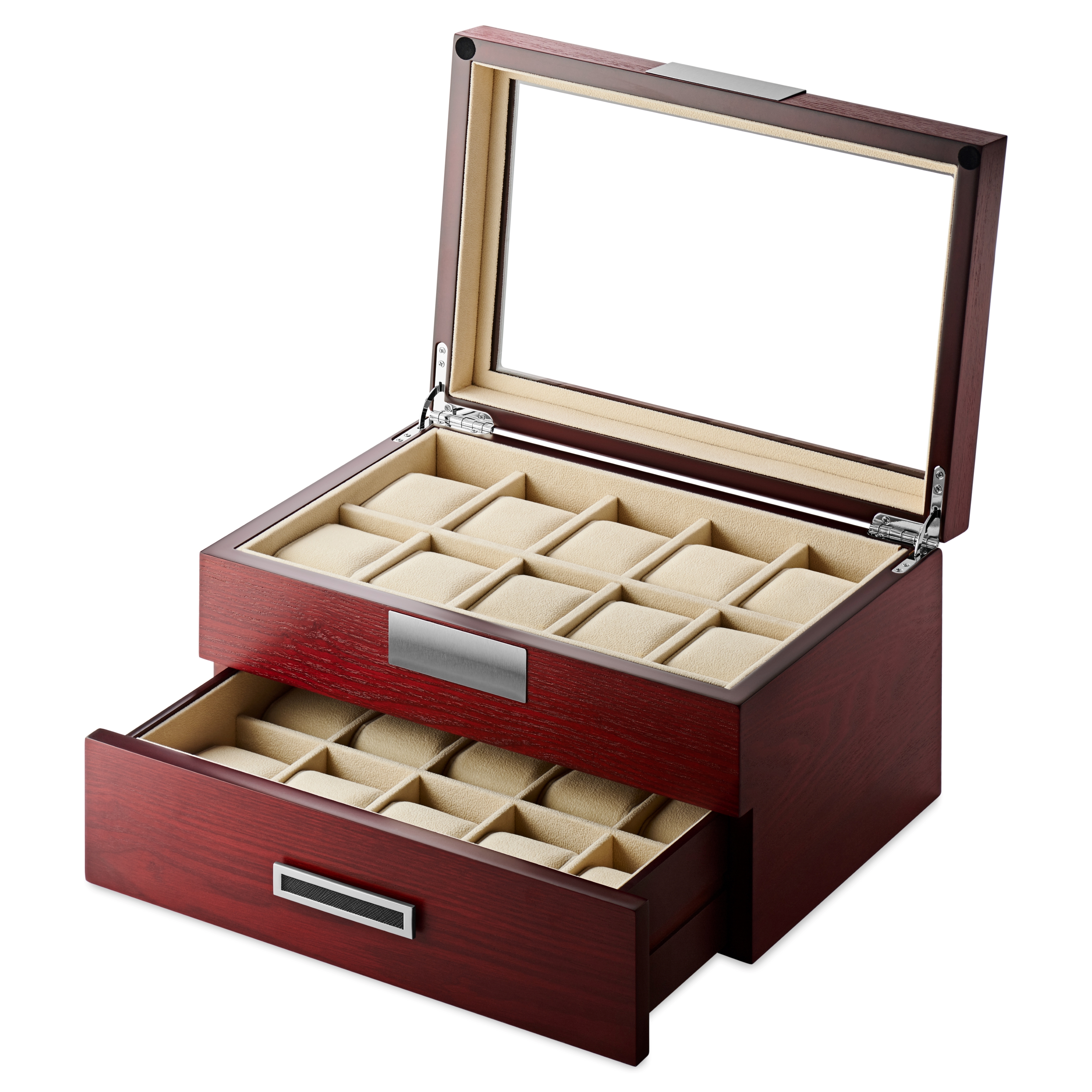 20 Fack Klocklåda i Körsbärsfaner med Displayglas - 2