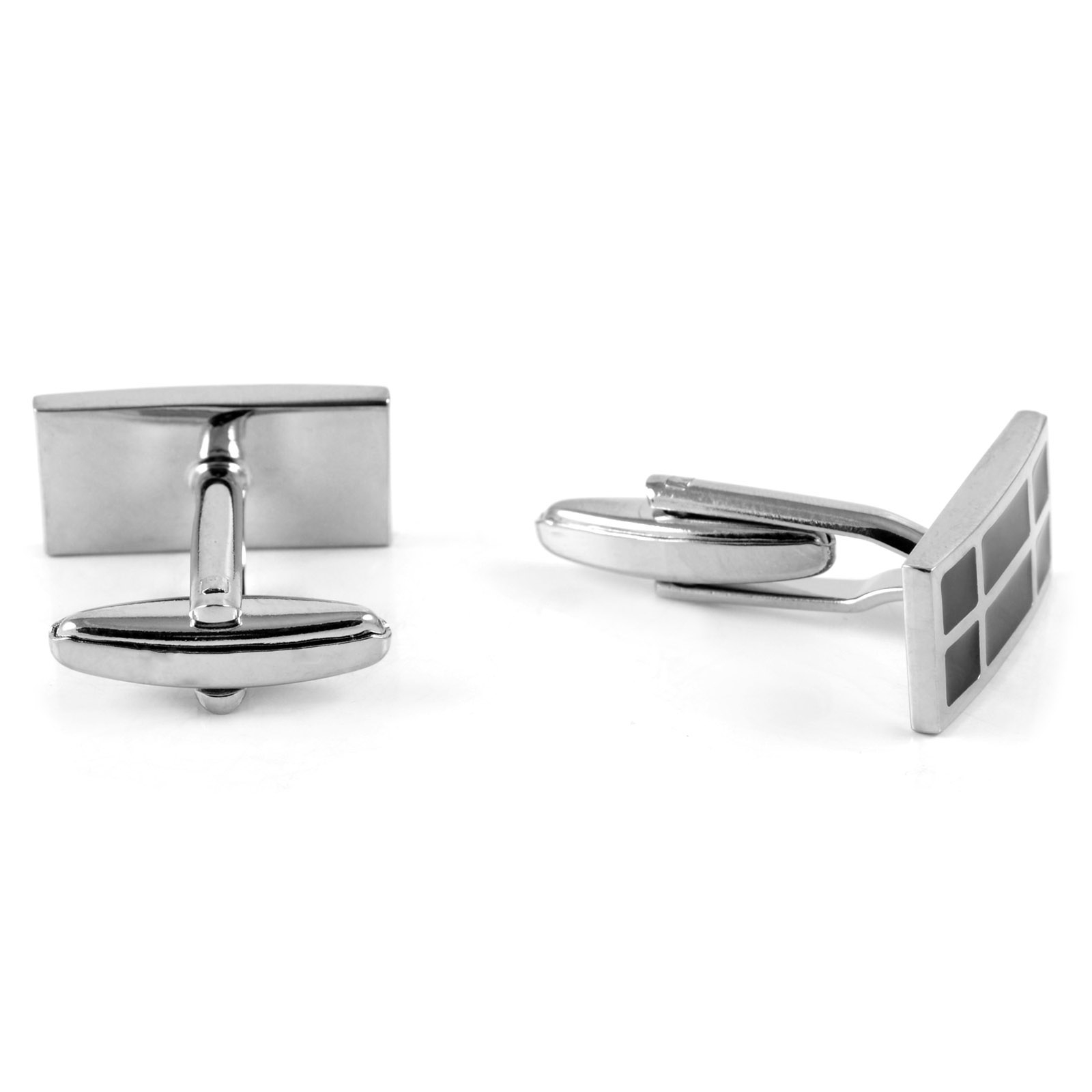 Rektangulære Manchetknapper med sort mønster - 3