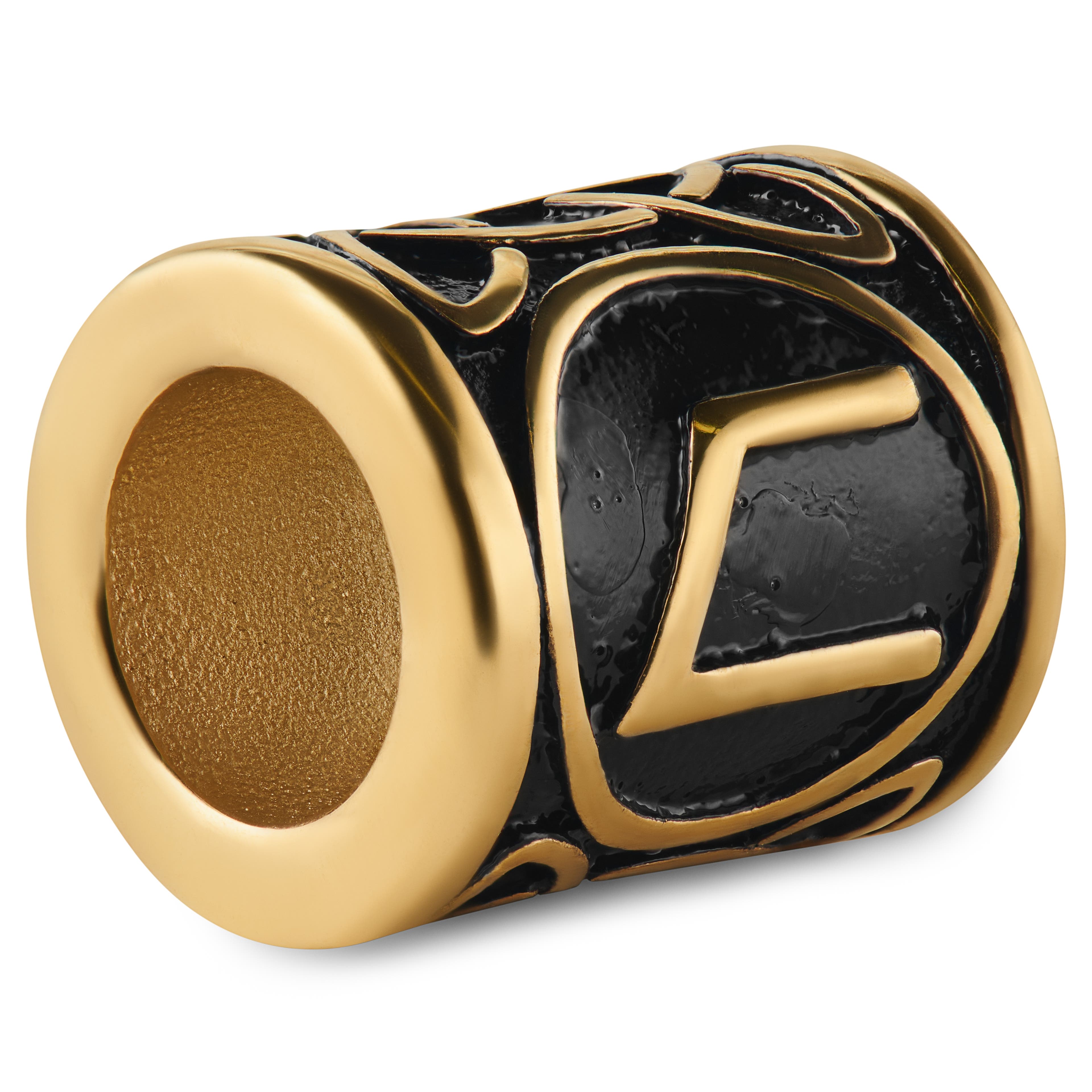 Arany tónusú szakállgyűrű, uruz rúna betűvel