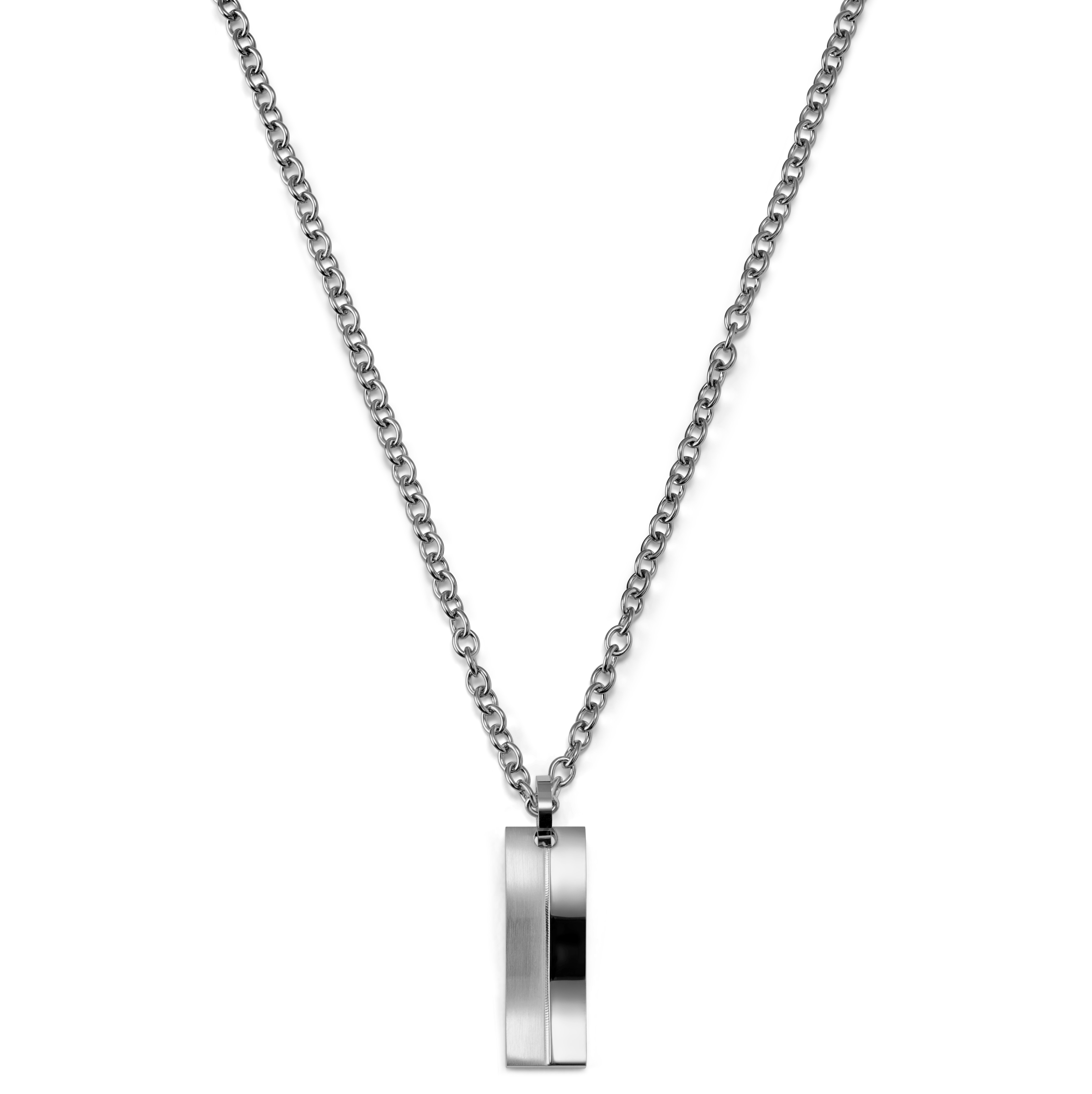 Stylowy srebrzysty stalowy naszyjnik - 3