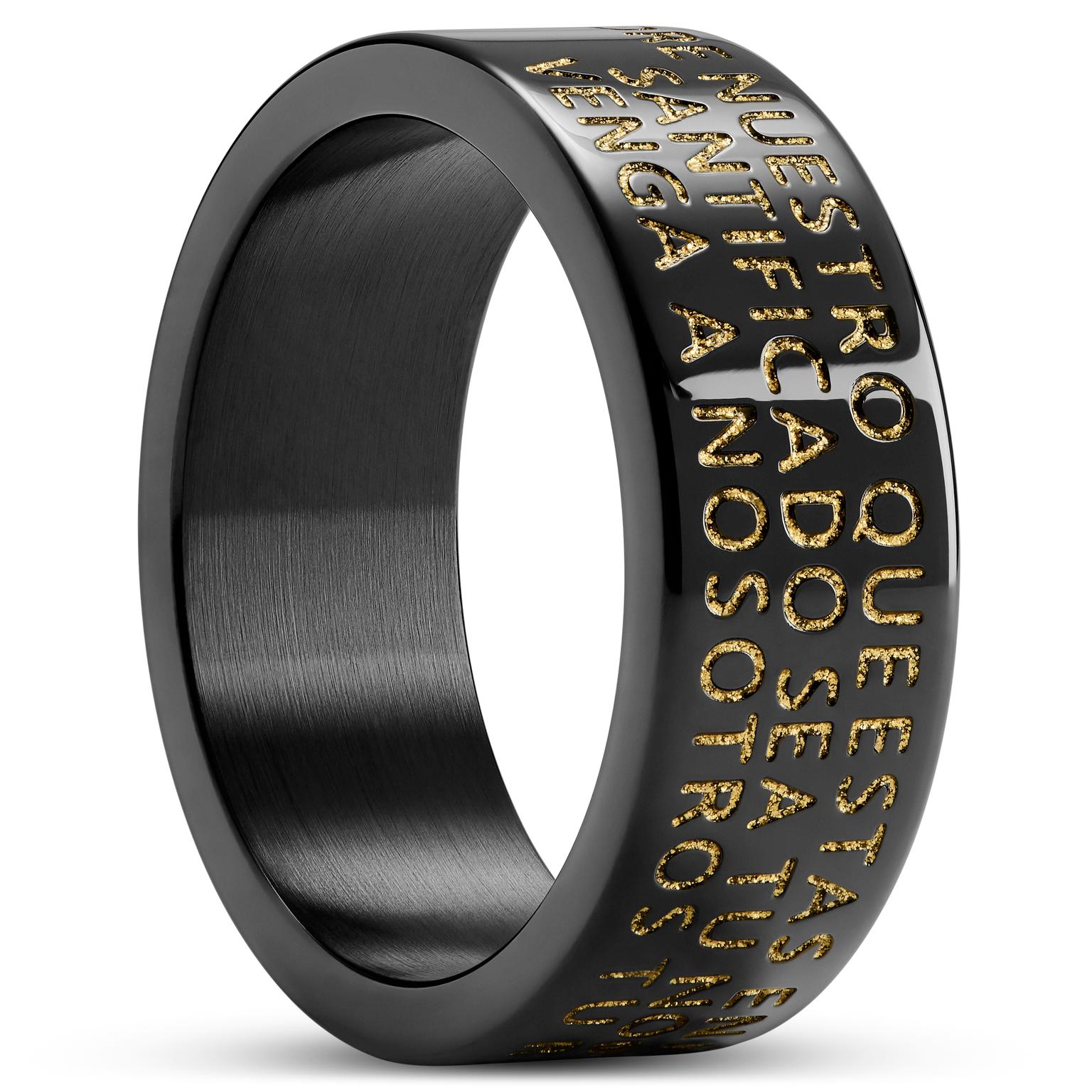 Unity | 8 mm Schwarzer und goldfarbener spanischer Vaterunser-Ring Unity | 8 mm Schwarzer und goldfarbener spanischer Vaterunser-Ring