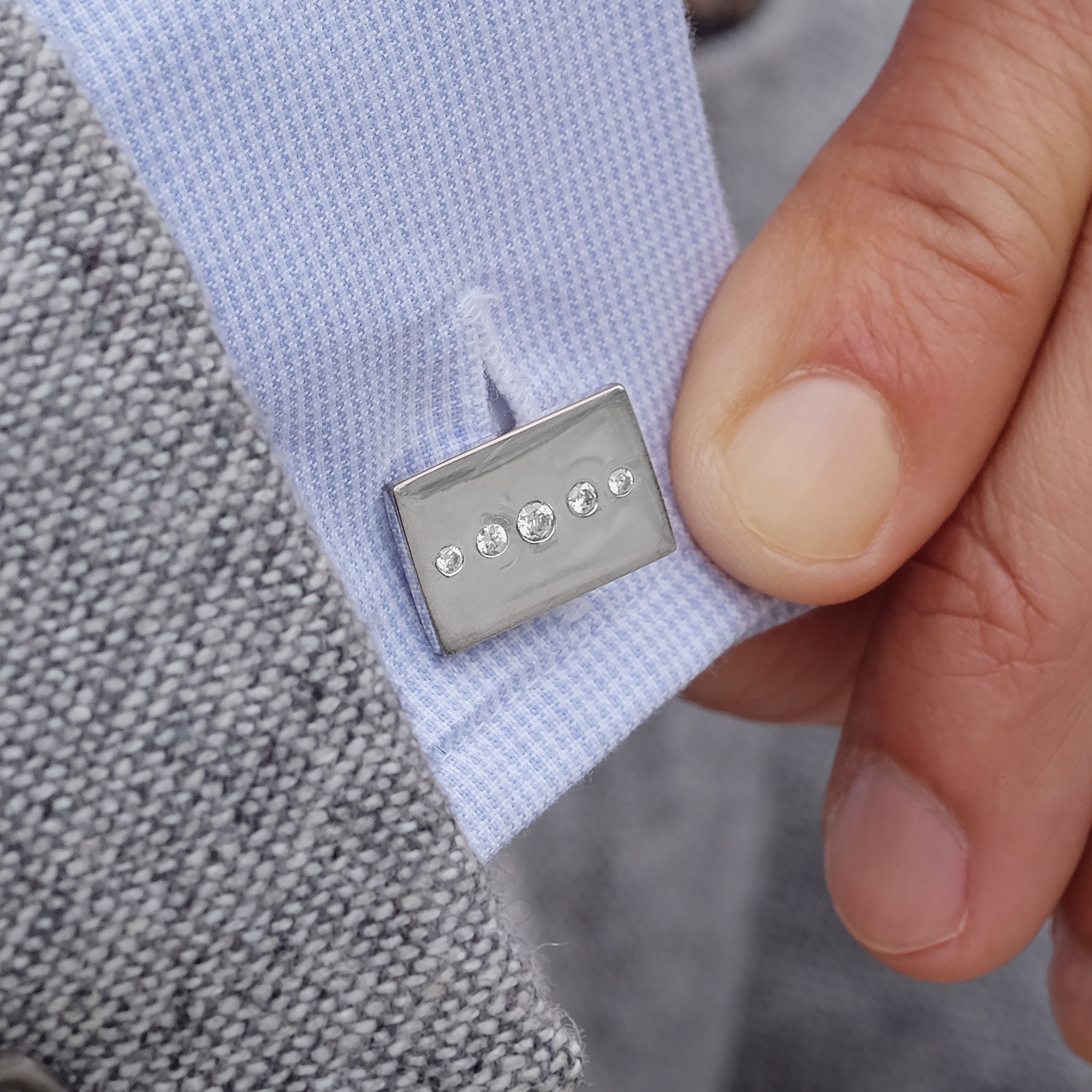 Botões de Punho em Prata 925 e Zircónia  - 4