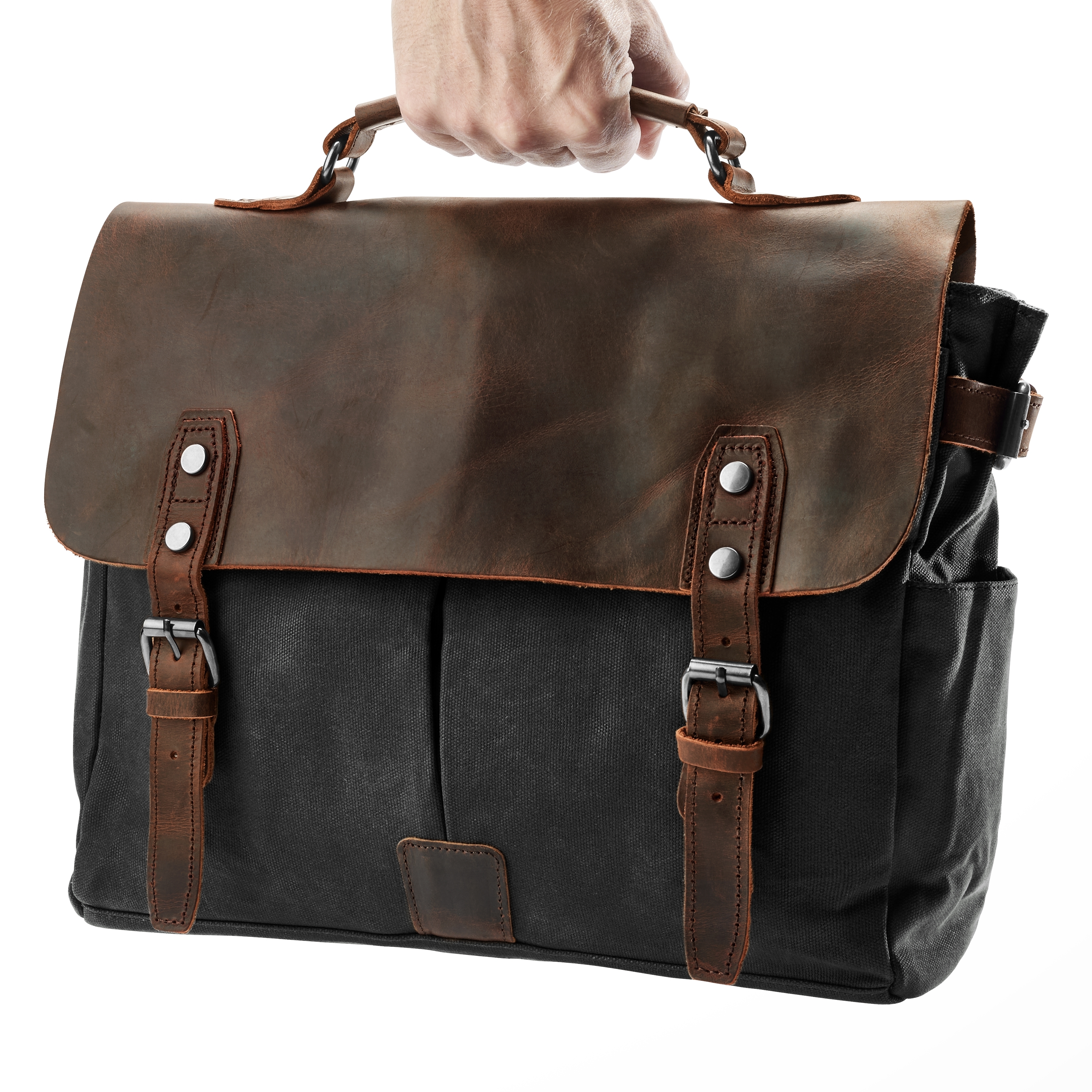 Черна ретро куриерска чанта - 5