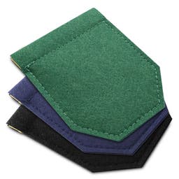 Black, Green, and Navy Pocket Square Holder Set