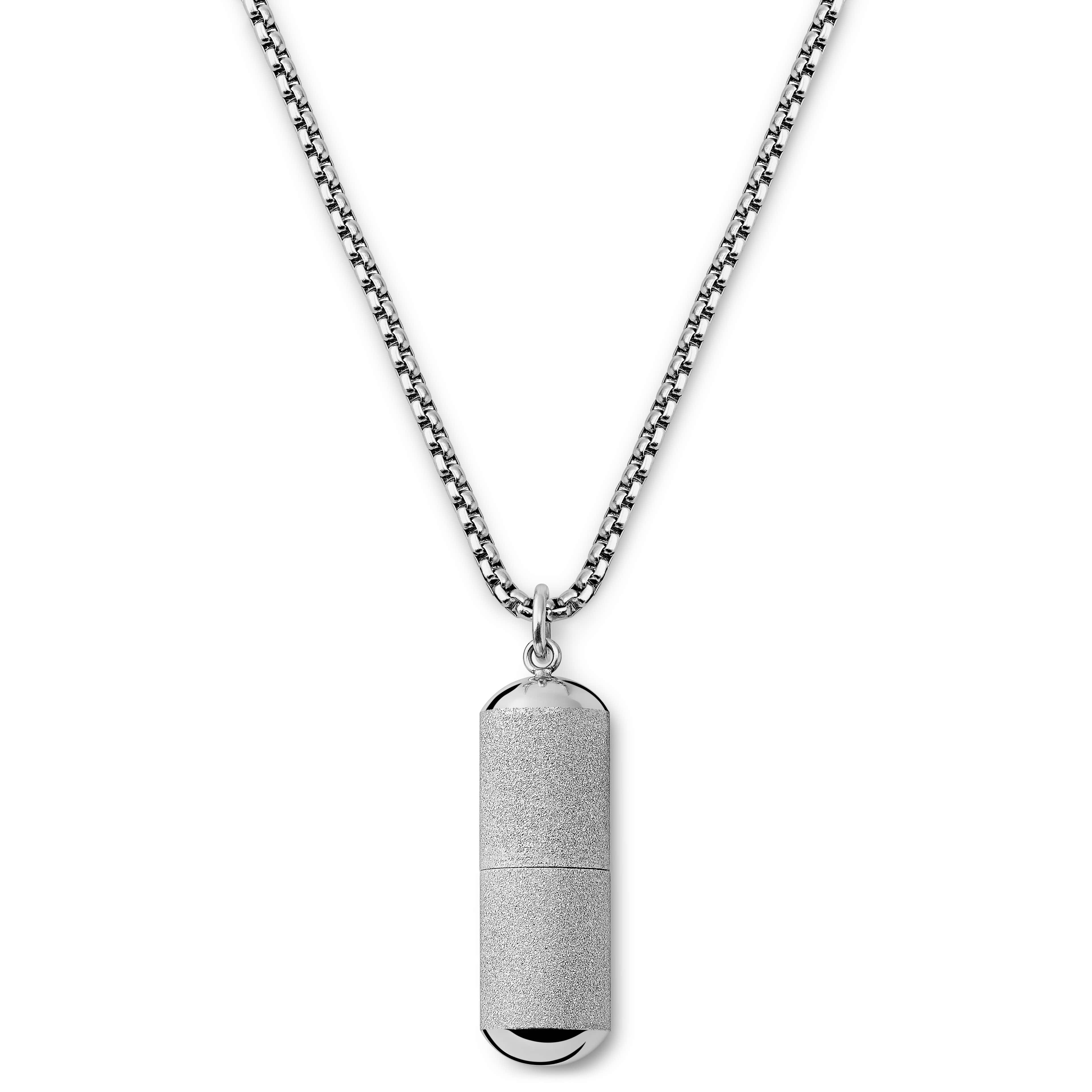 Egan | Limited Edition Frosted Silver-tone Pill Necklace