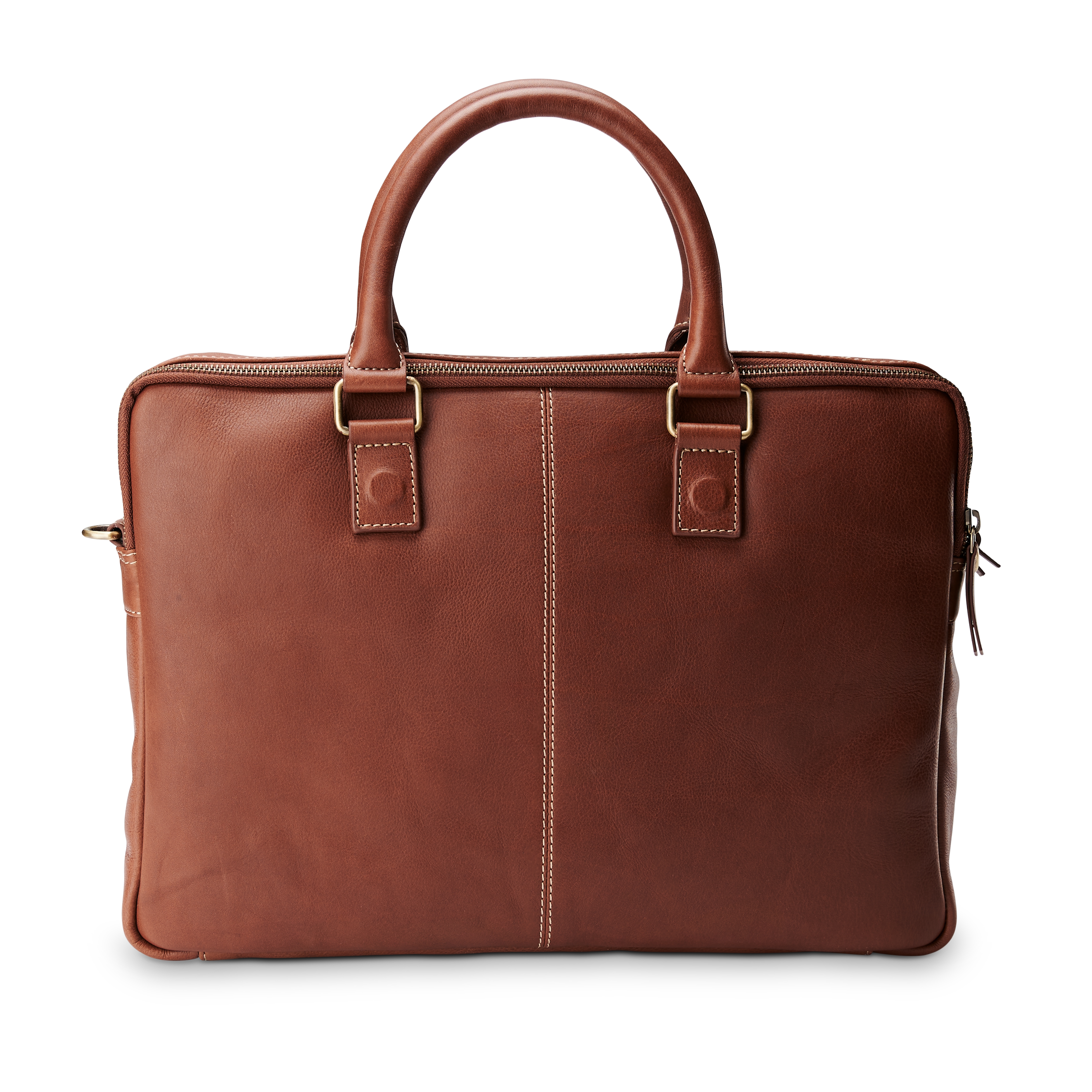 Sac pour ordinateur portable Floyd en cuir havane à double fermeture éclair - 5